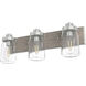 Devon Park 3 Light 24 inch Brushed Nickel and Grey Wood Vanity Light Wall Light