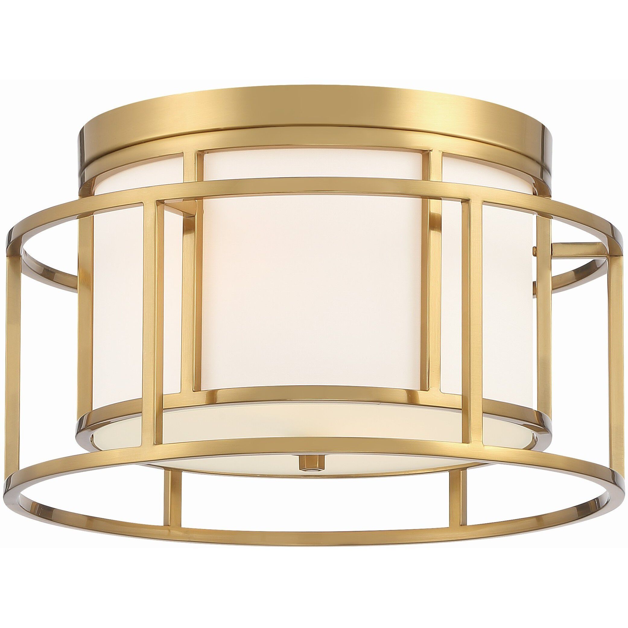 Hulton 2 Light 15 inch Luxe Gold Flush Ceiling Light