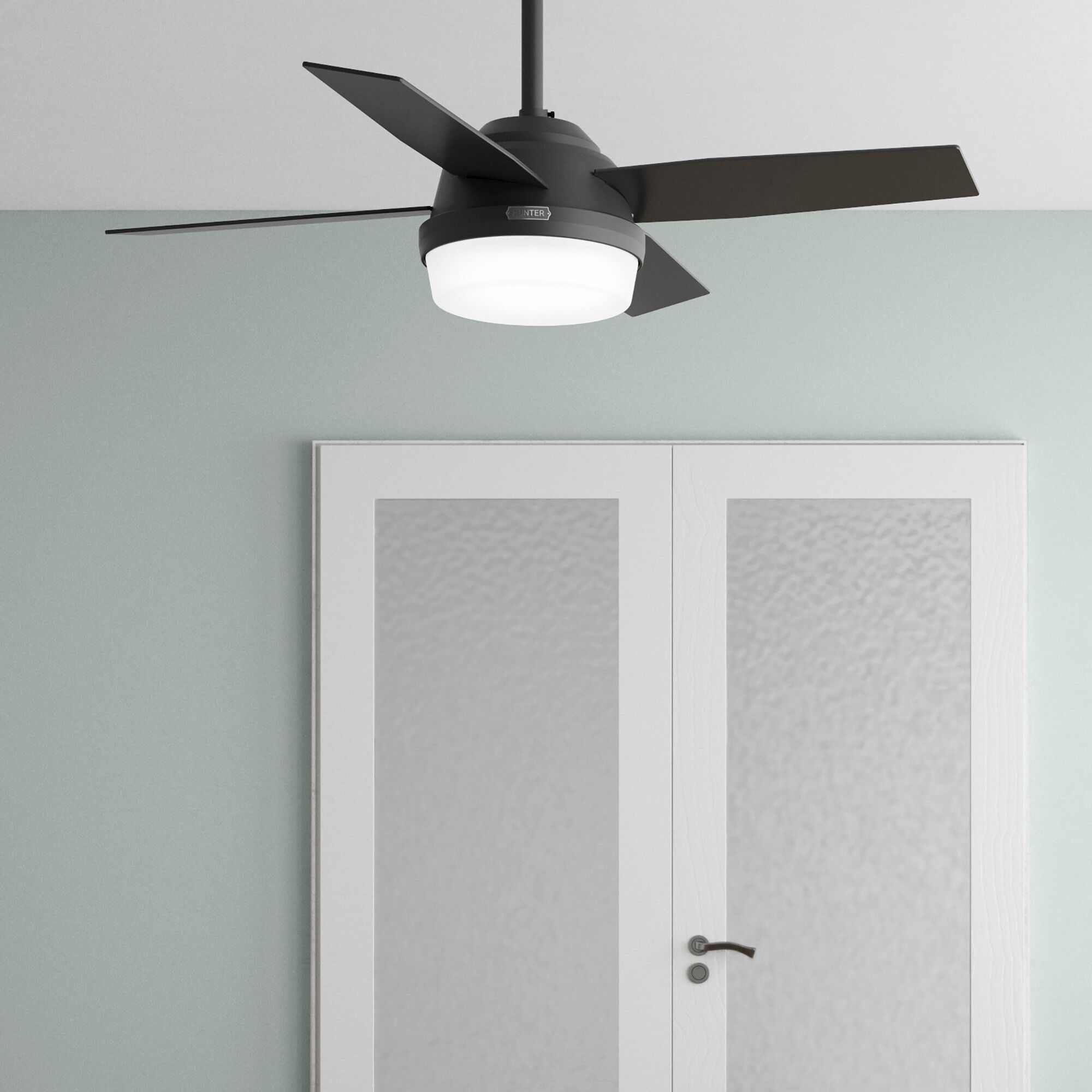 Dempsey 44 inch Matte Black with Matte Black/Dark Gray Oak Blades Ceiling Fan