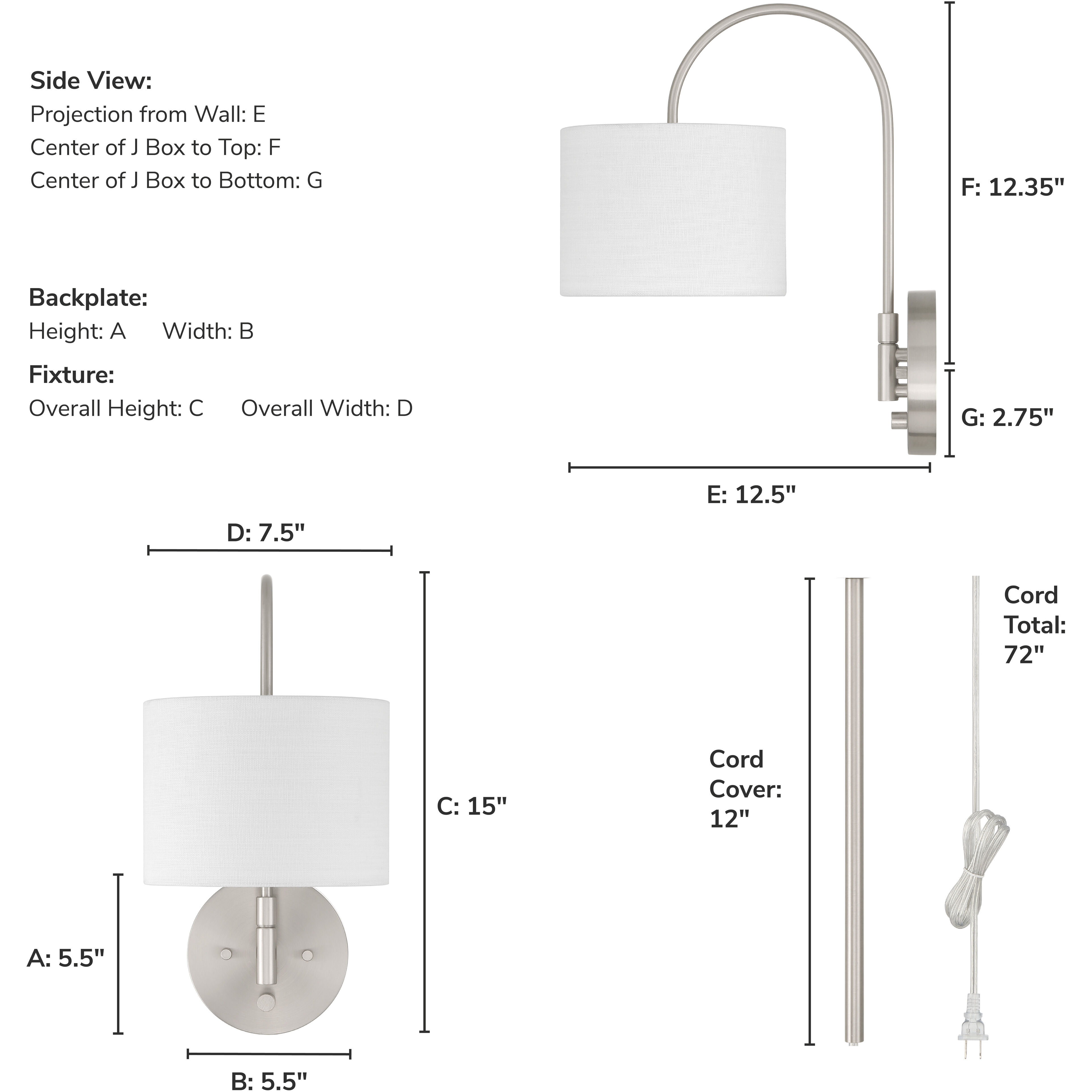 Horizon 1 Light 7.5 inch Brushed Nickel Pin Up Sconce Wall Light, Large