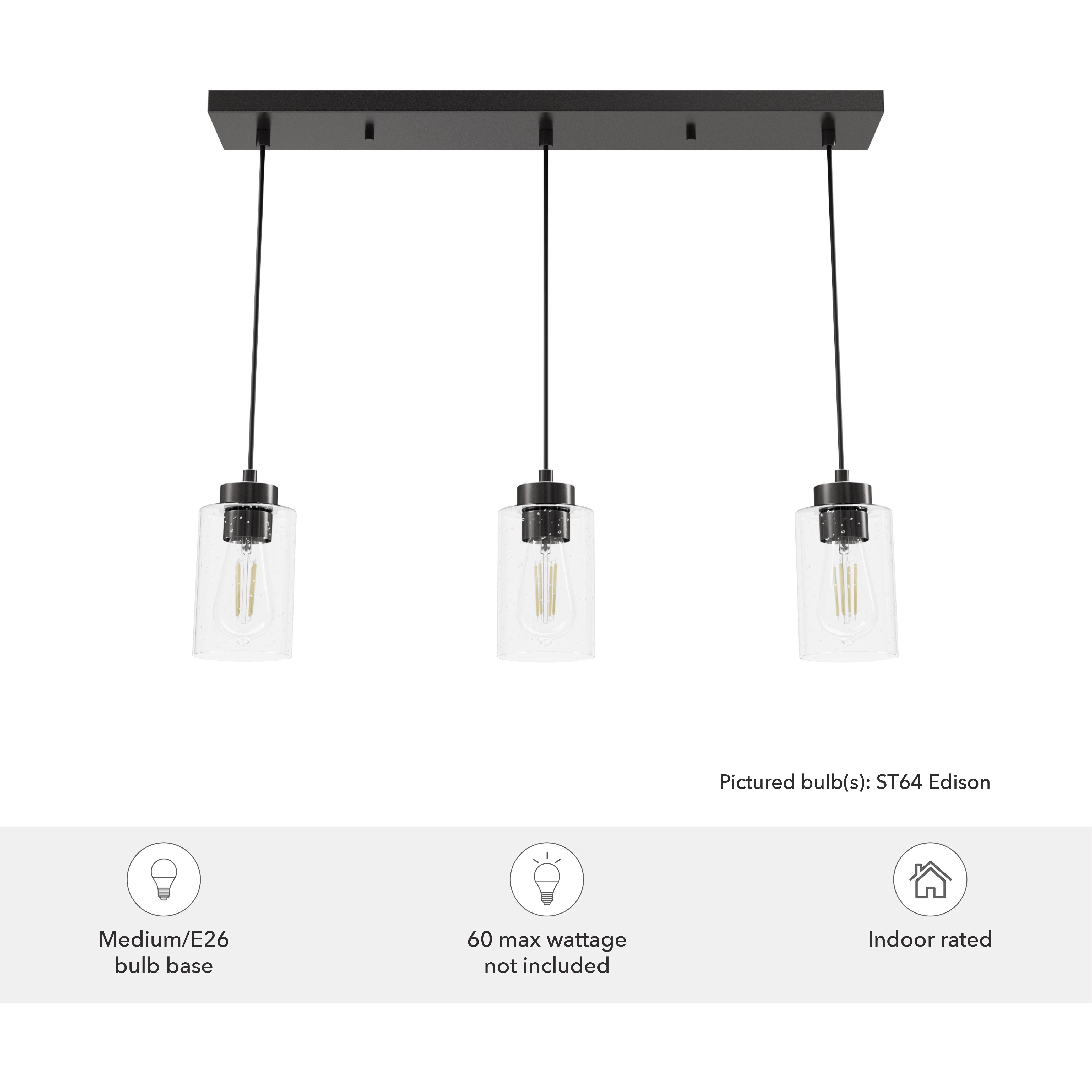 Hartland 3 Light 4.5 inch Noble Bronze Linear Cluster Pendant Ceiling Light, Medium
