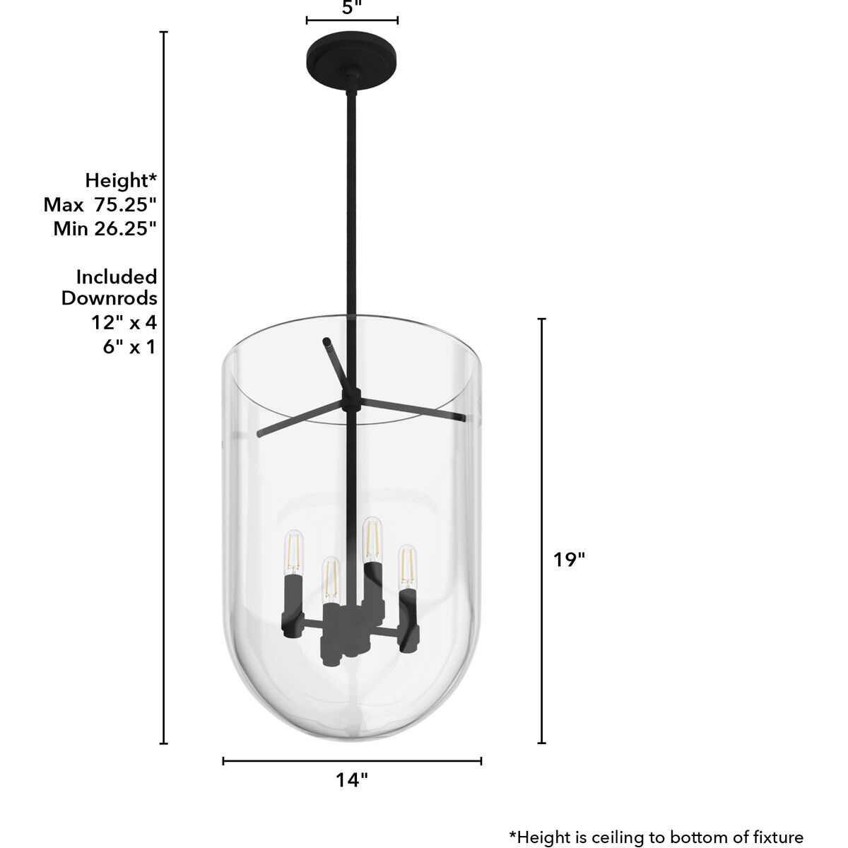 Sacha 4 Light 14 inch Natural Iron Pendant Ceiling Light