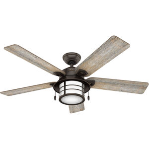 Key Biscayne 54 inch Onyx Bengal with Barnwood/Drifted Oak Blades Outdoor Ceiling Fan 