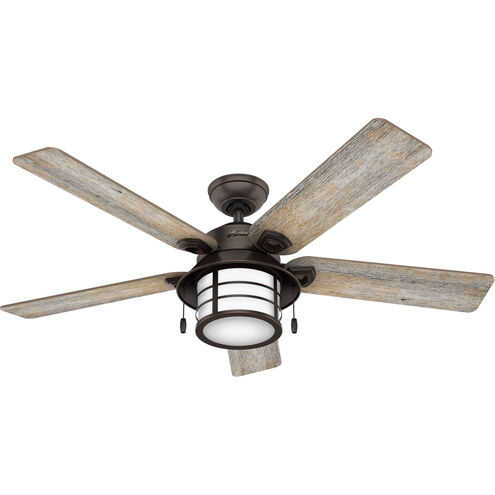 Key Biscayne 54 inch Onyx Bengal with Barnwood/Drifted Oak Blades Outdoor Ceiling Fan