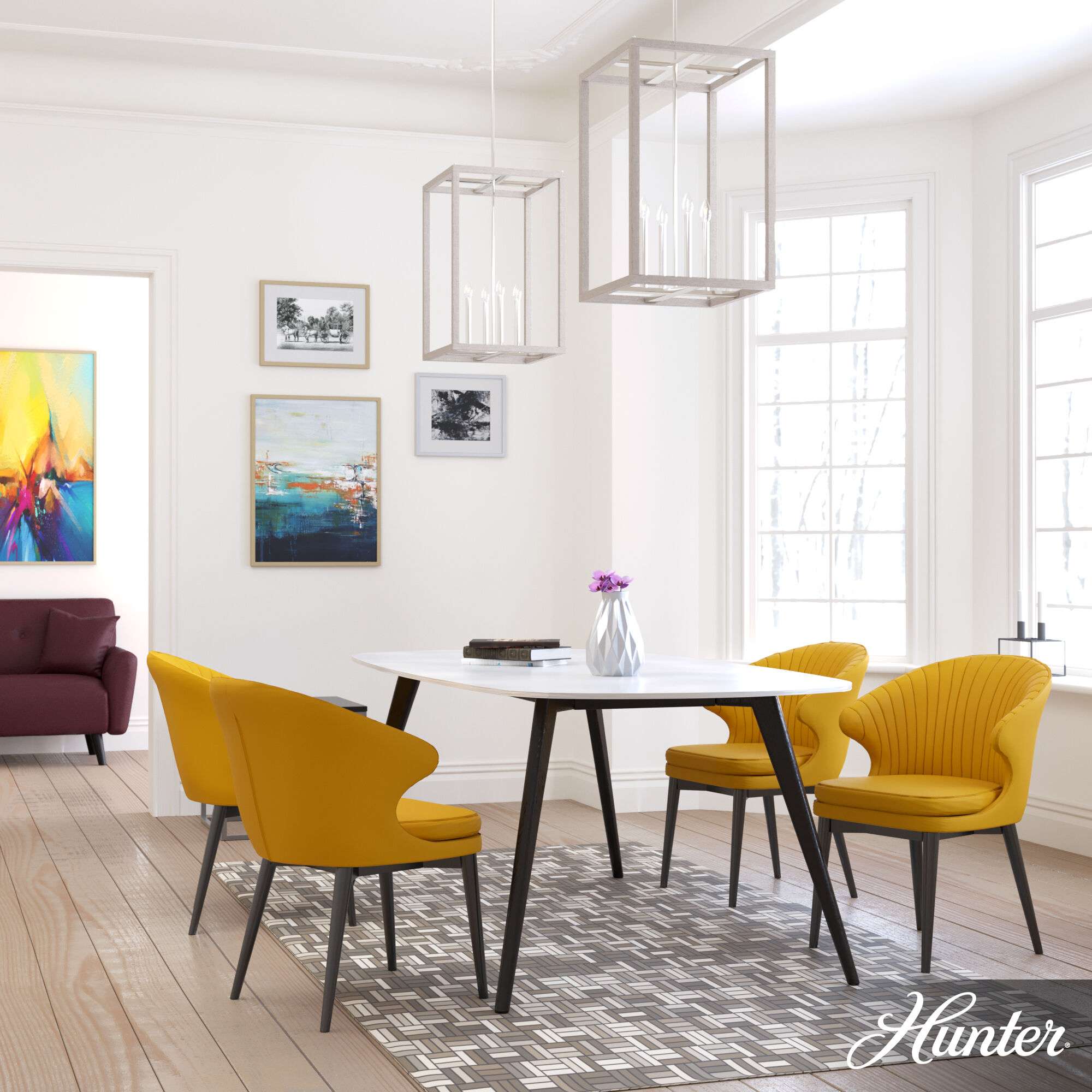 Squire Manor 4 Light 18.25 inch Chrome and Distressed White Pendant Ceiling Light