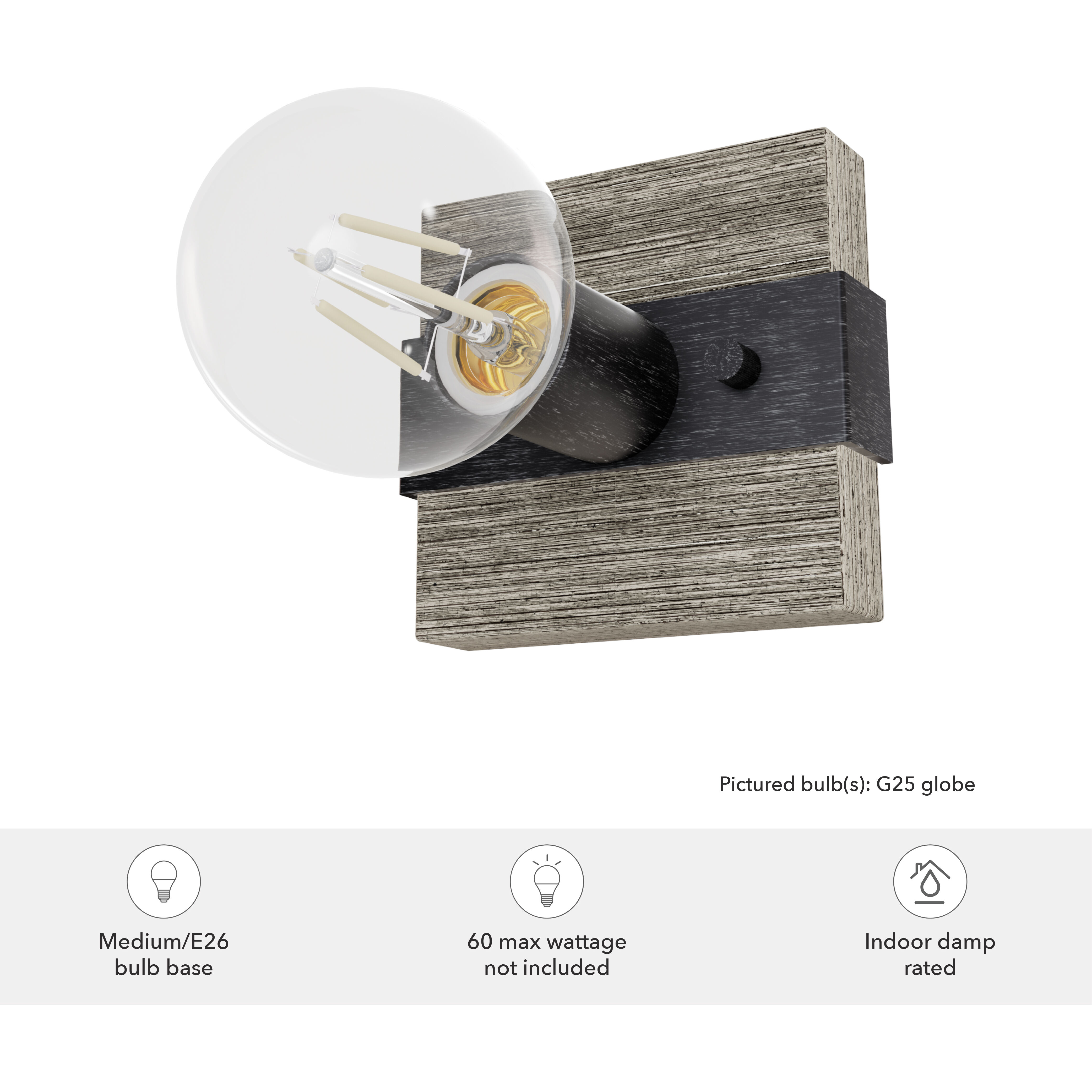 Donelson 1 Light 5 inch Brushed Iron and Barnwood Wall Sconce Wall Light, Small