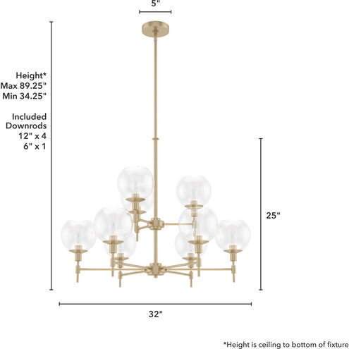 Xidane 9 Light 32 inch Alturas Gold 2-Tier Chandelier Ceiling Light