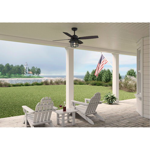 Port Royale 52 inch Natural Iron with Black Willow/Walnut Stripe Blades Outdoor Ceiling Fan