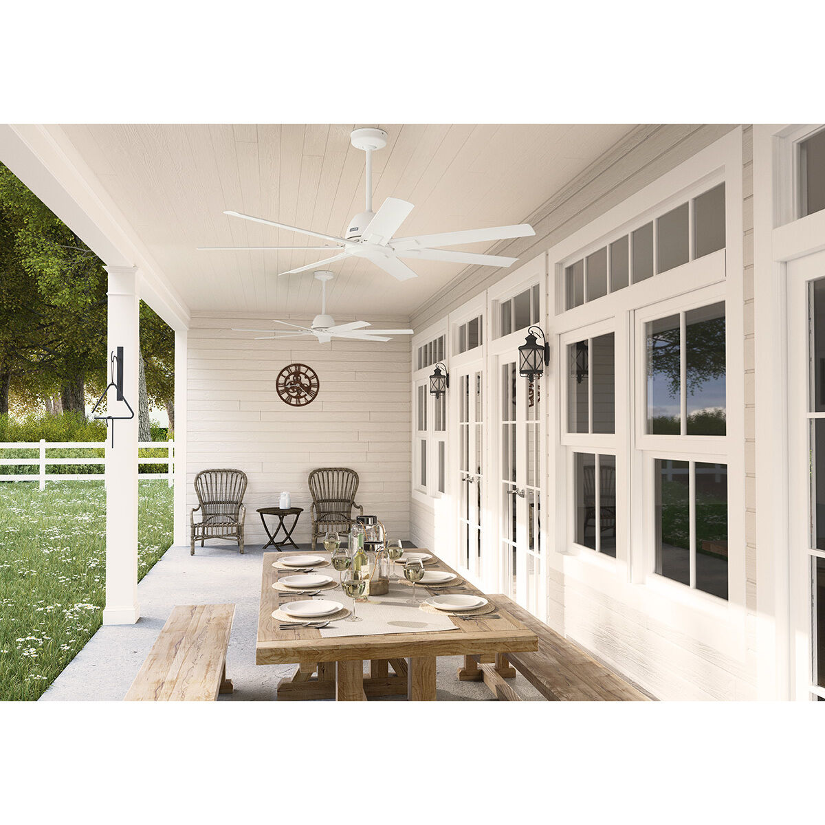 Downtown 60 inch Matte White Outdoor Ceiling Fan