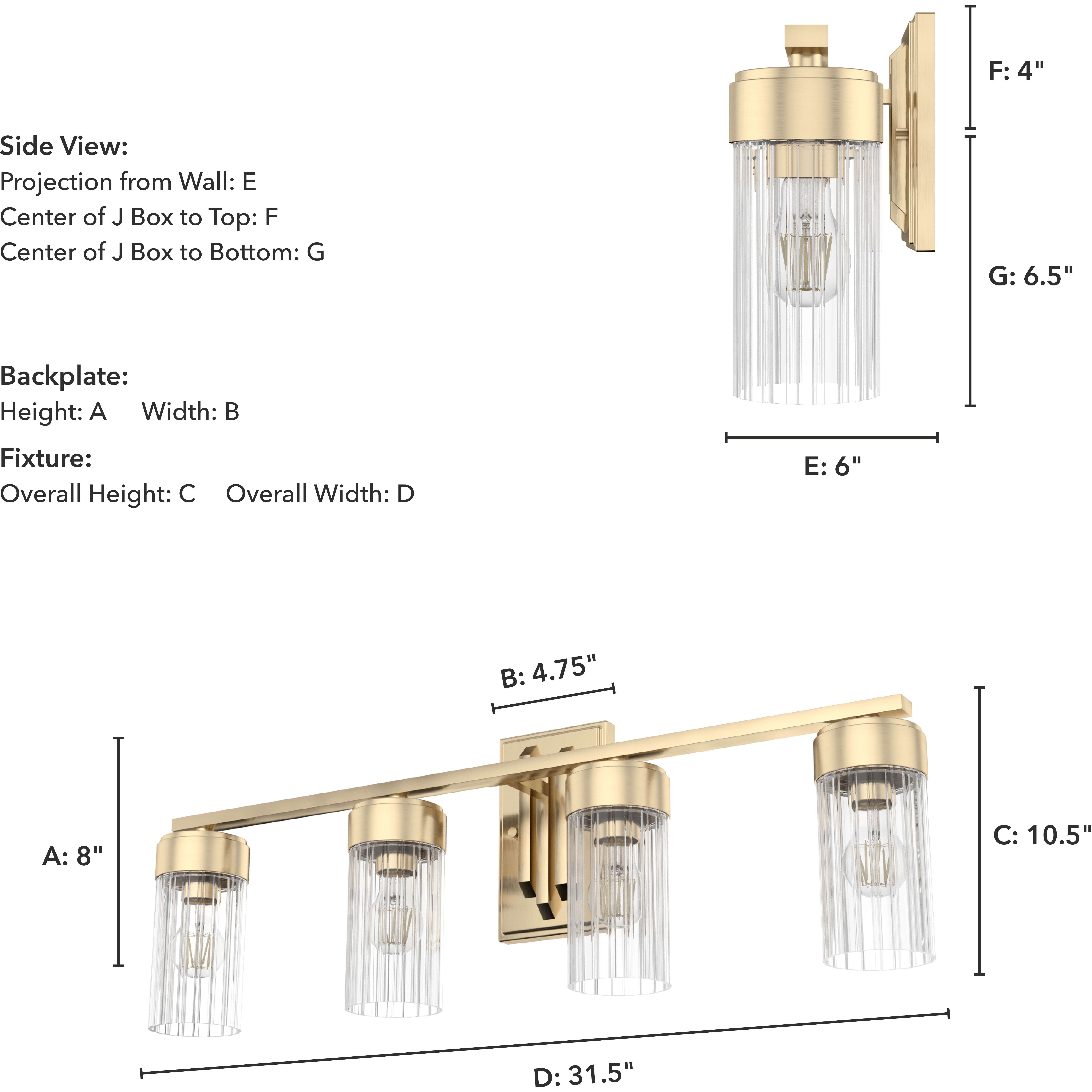 Gatz 4 Light 31.5 inch Alturas Gold Vanity Light Wall Light