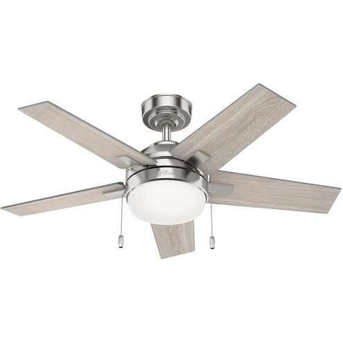 Bartlett 44 inch Brushed Nickel with Light Gray Oak Blades Ceiling Fan