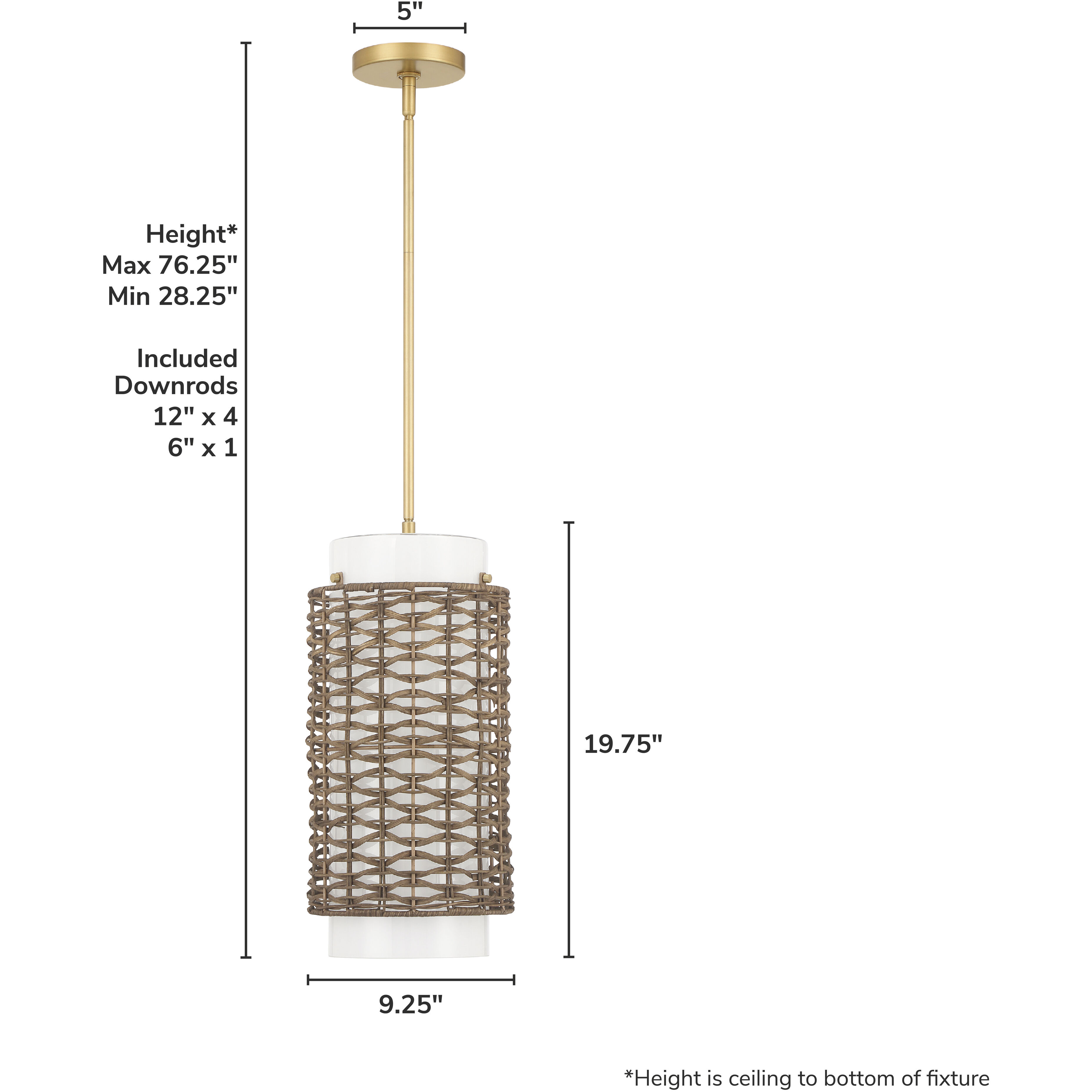 Laila 1 Light 9.25 inch Luxe Gold Pendant Ceiling Light, Medium