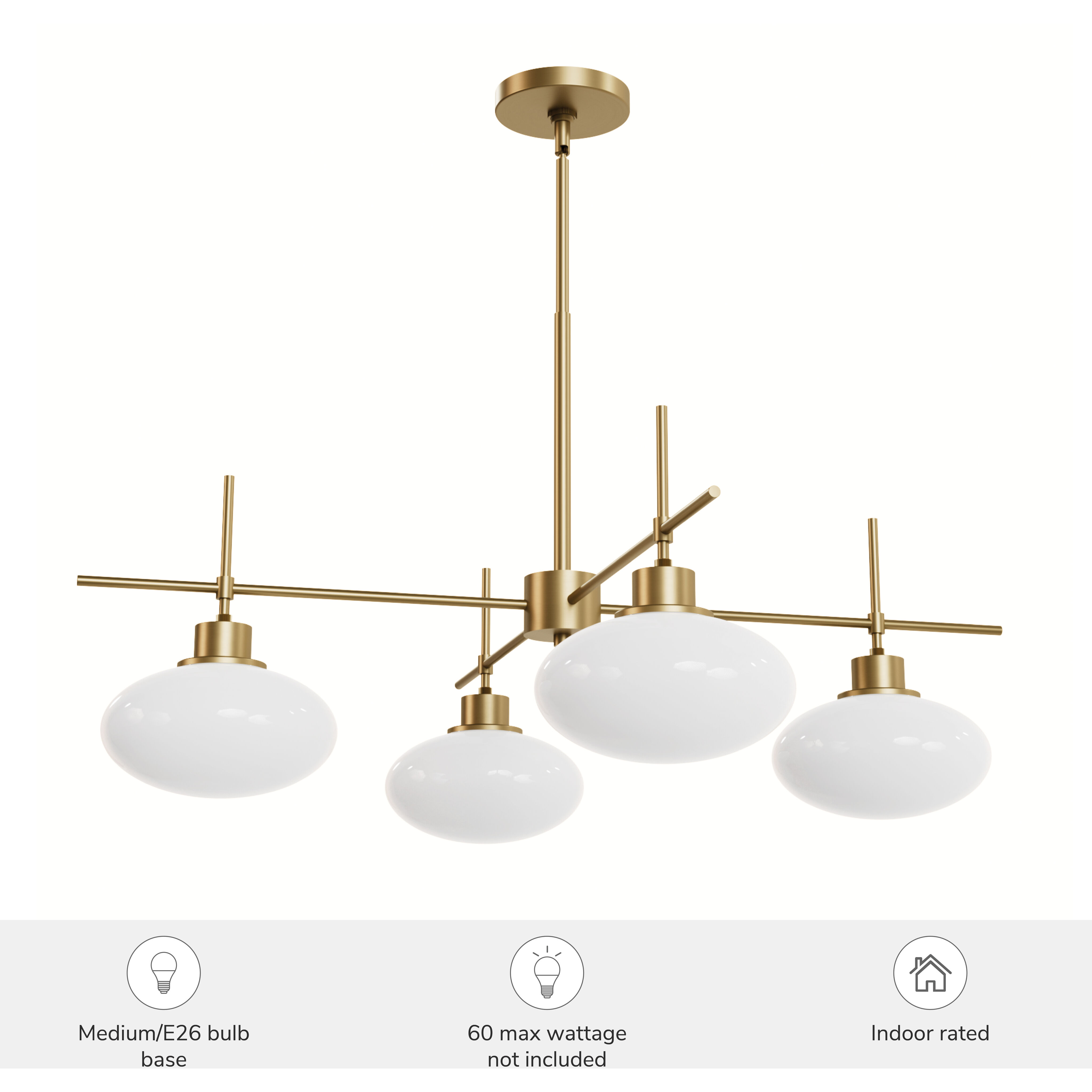Getty 4 Light 34 inch Luxe Gold Chandelier Ceiling Light, Large