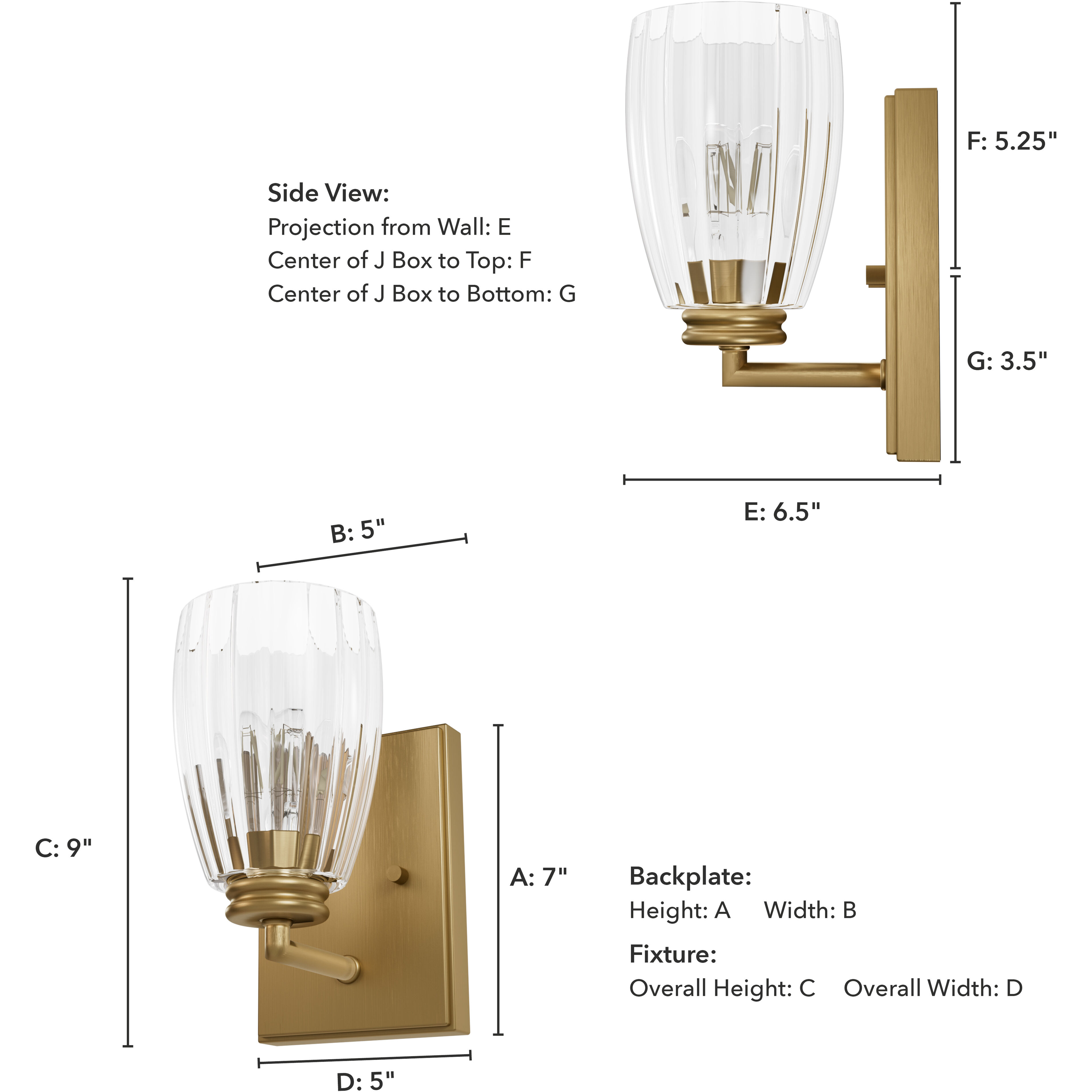 Rossmoor 1 Light 5 inch Luxe Gold Wall Sconce Wall Light, Medium