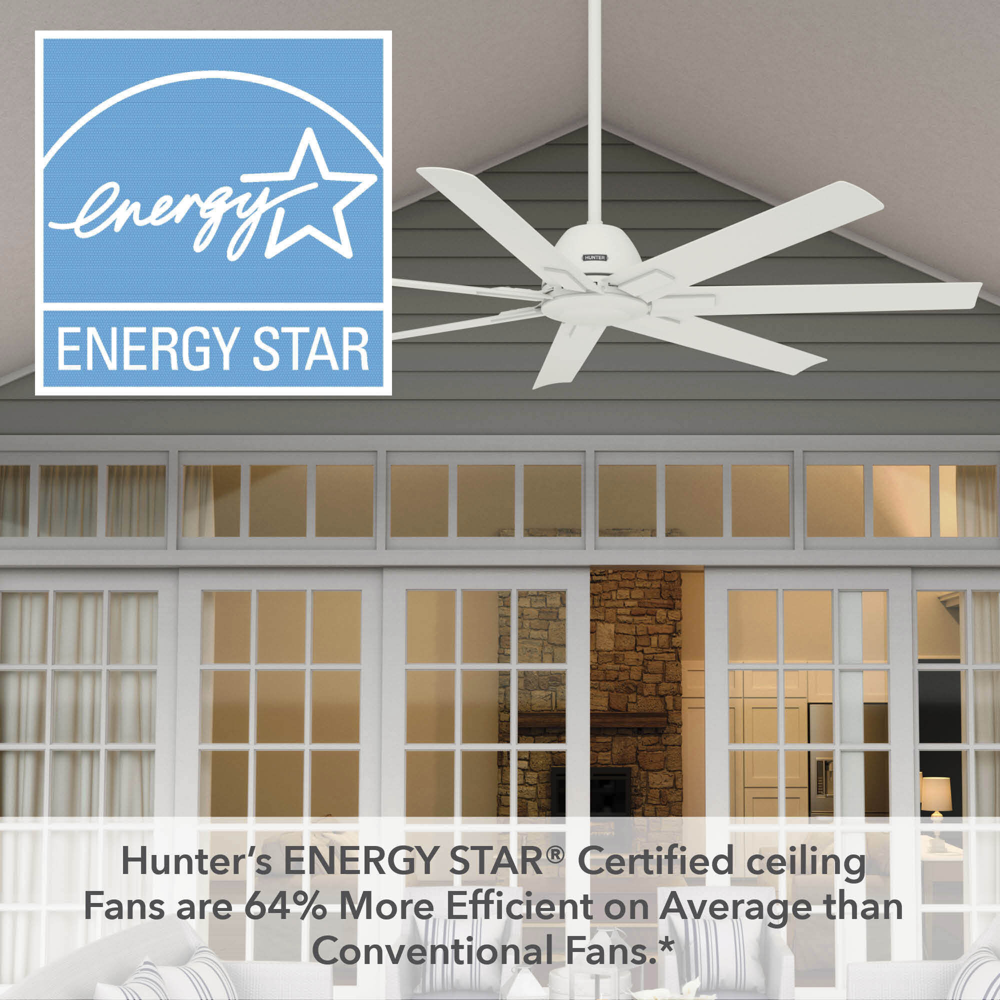 Downtown 60 inch Matte White Outdoor Ceiling Fan