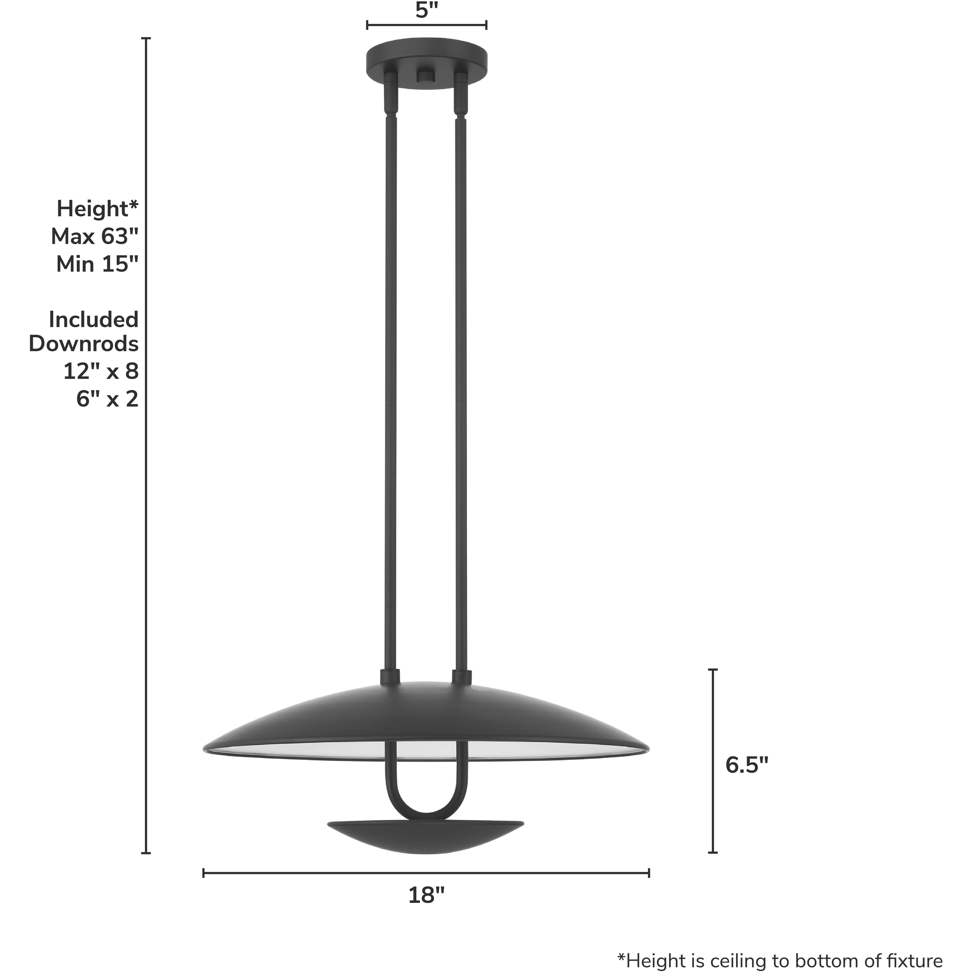 Sunset Ridge 18 inch Matte Black Pendant Ceiling Light, Large