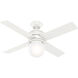 Hepburn 44 inch Matte White with White Grain/Bleached Oak Blades Ceiling Fan