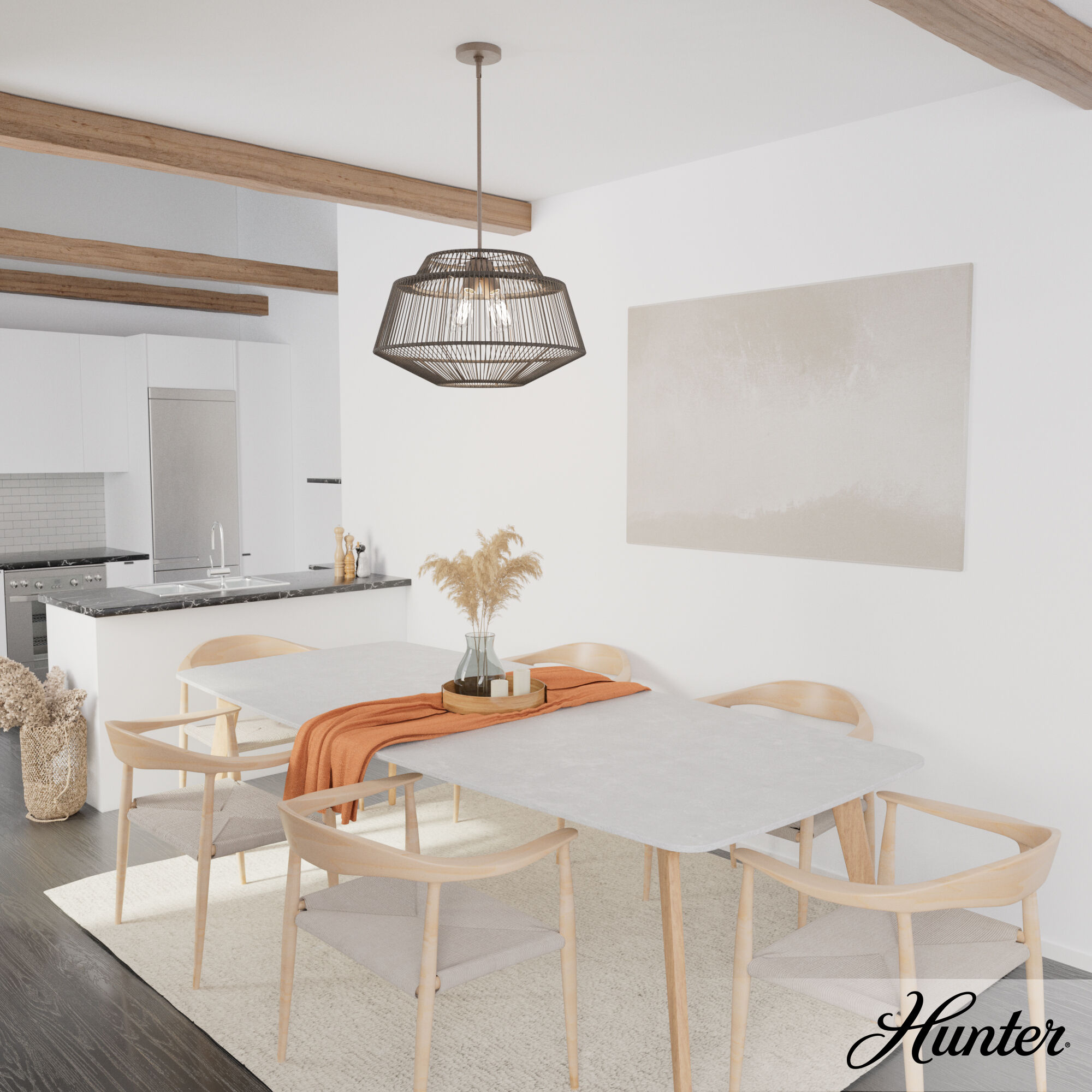 Brookhollow 4 Light 24.5 inch Sable Rattan Pendant Ceiling Light, Large