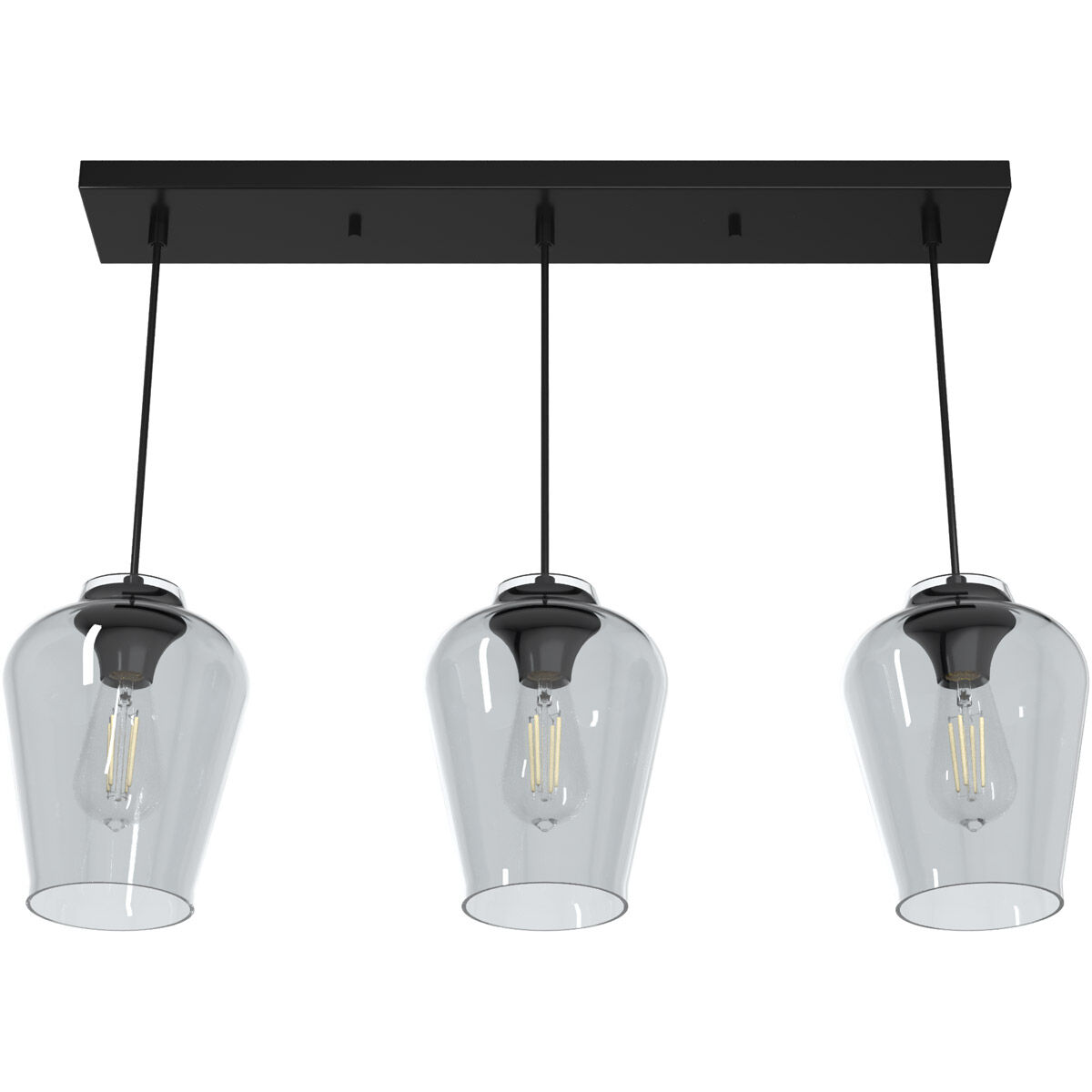 Vidria 3 Light 7 inch Matte Black Linear Cluster Pendant Ceiling Light