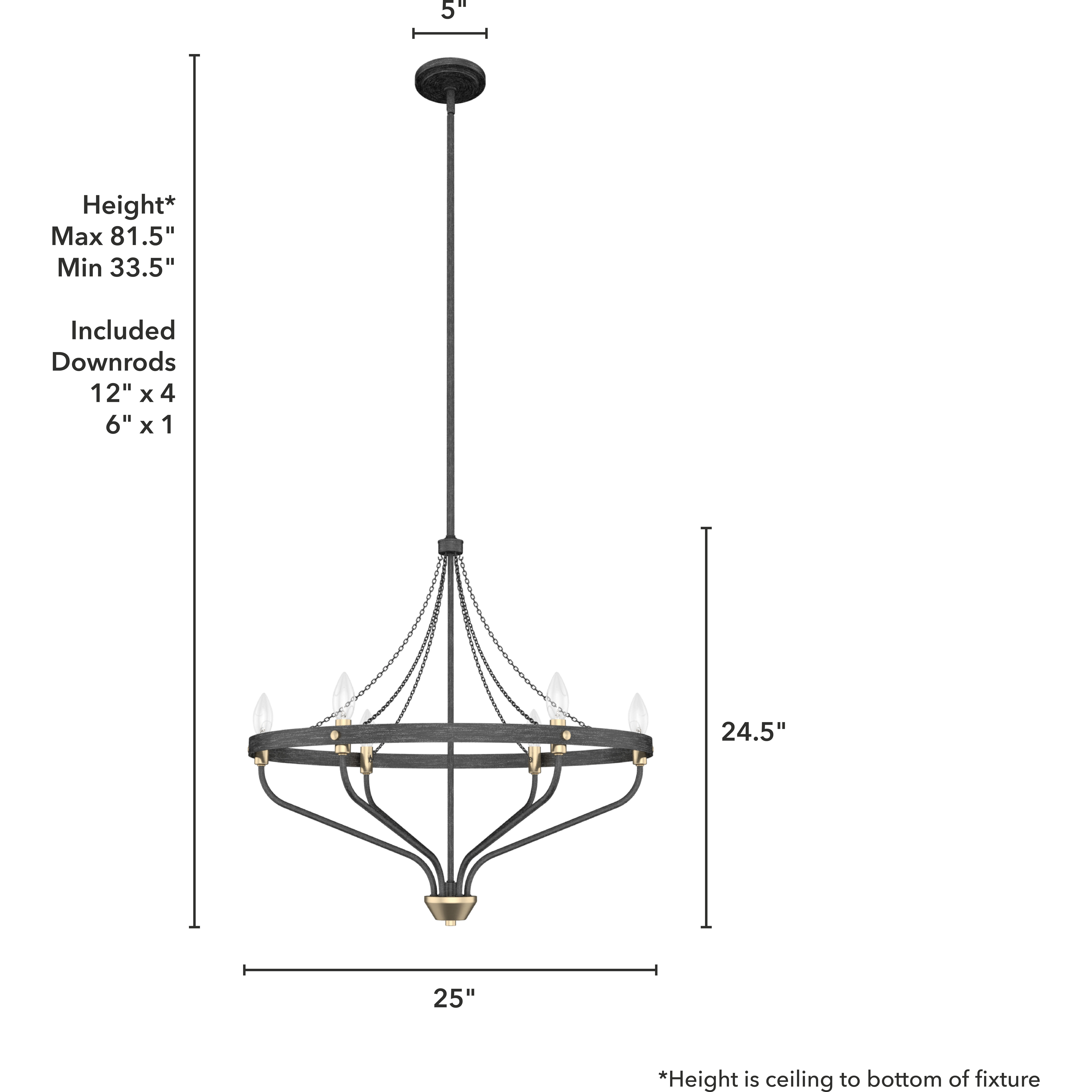 Merlin 6 Light 25 inch Noble Bronze Chandelier Ceiling Light