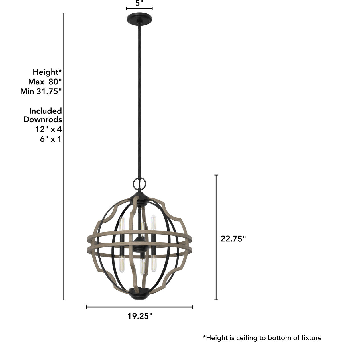 Stone Creek 6 Light 19.25 inch French Oak Pendant Ceiling Light
