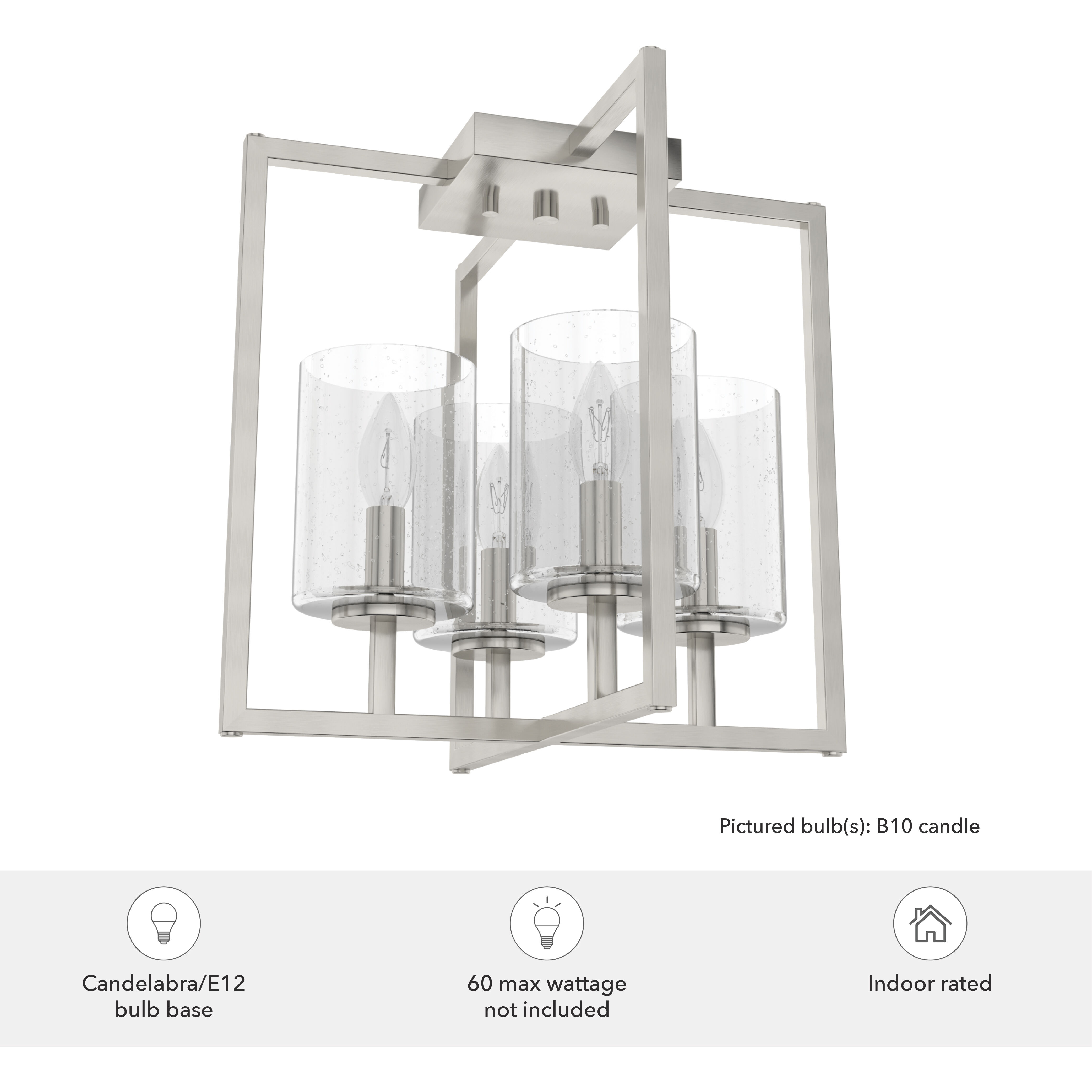 Kerrison 4 Light 14.5 inch Brushed Nickel Semi-Flush Mount Ceiling Light, Small