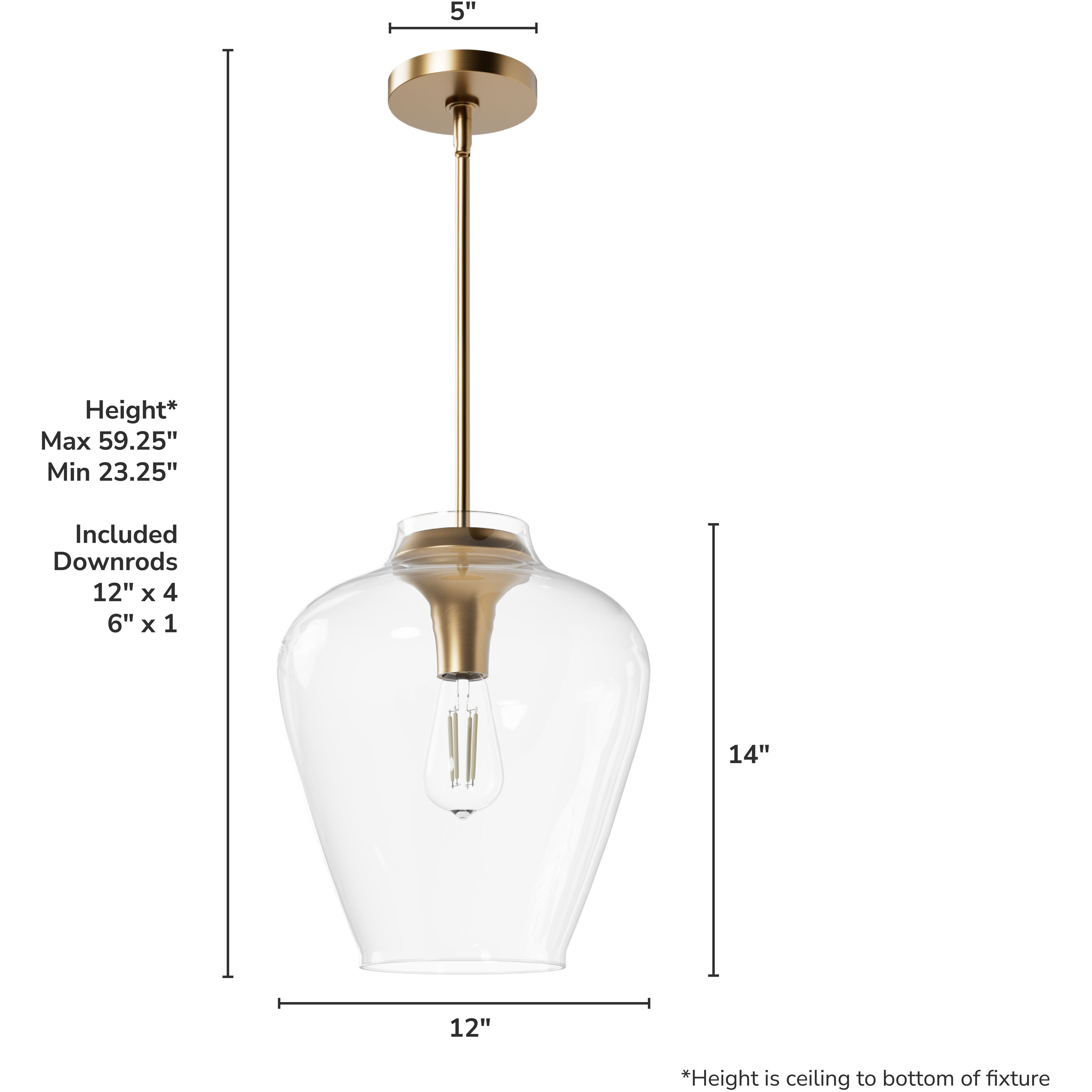 Vidria 1 Light 12 inch Alturas Gold Pendant Ceiling Light, Medium