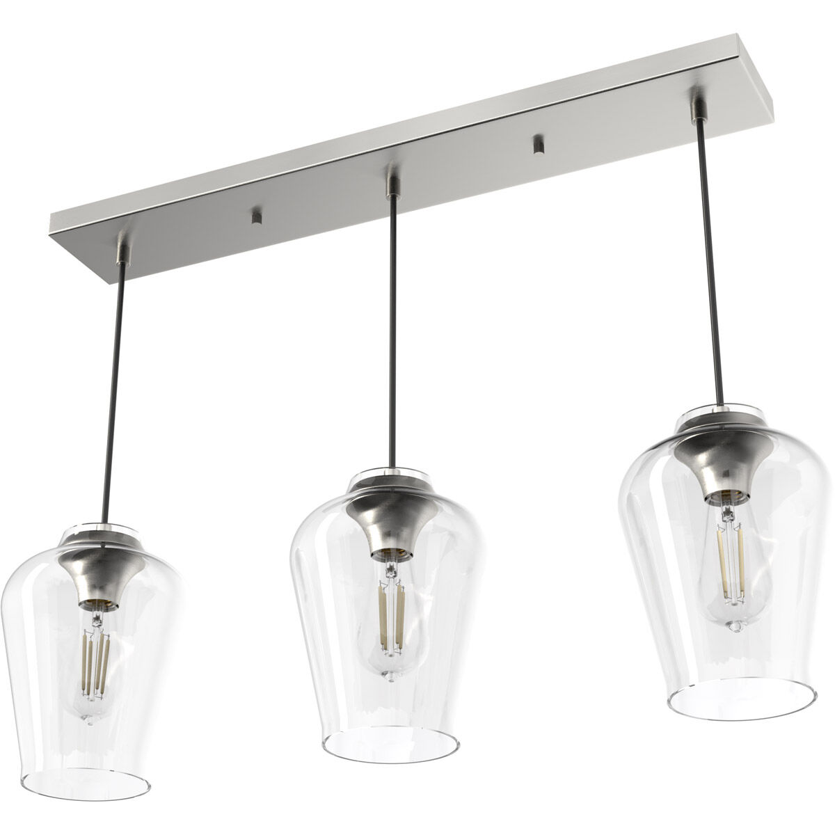 Vidria 3 Light 7 inch Brushed Nickel Linear Cluster Pendant Ceiling Light