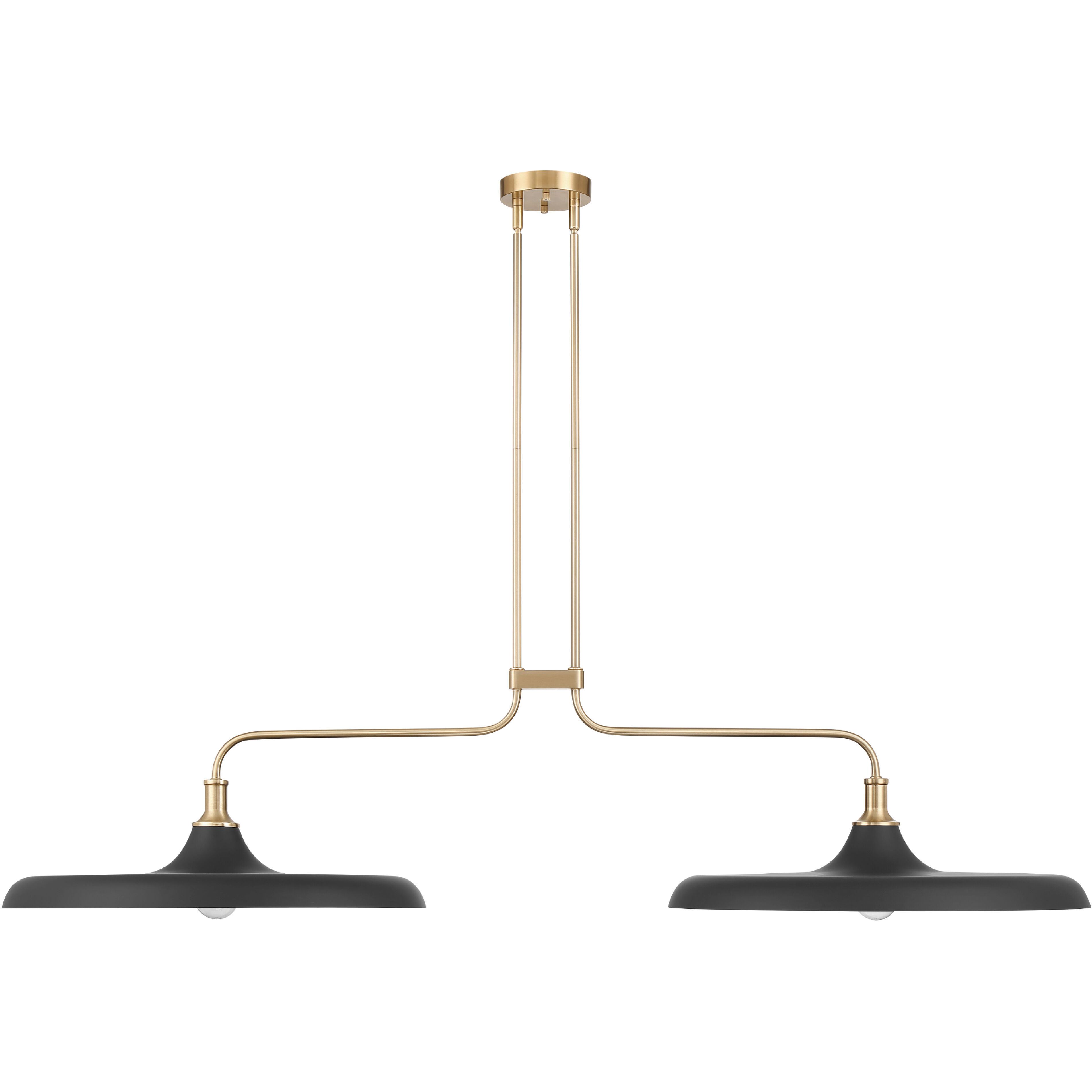 Moriso 2 Light 57 inch Matte Black and Modern Brass Linear Chandelier Ceiling Light, Large