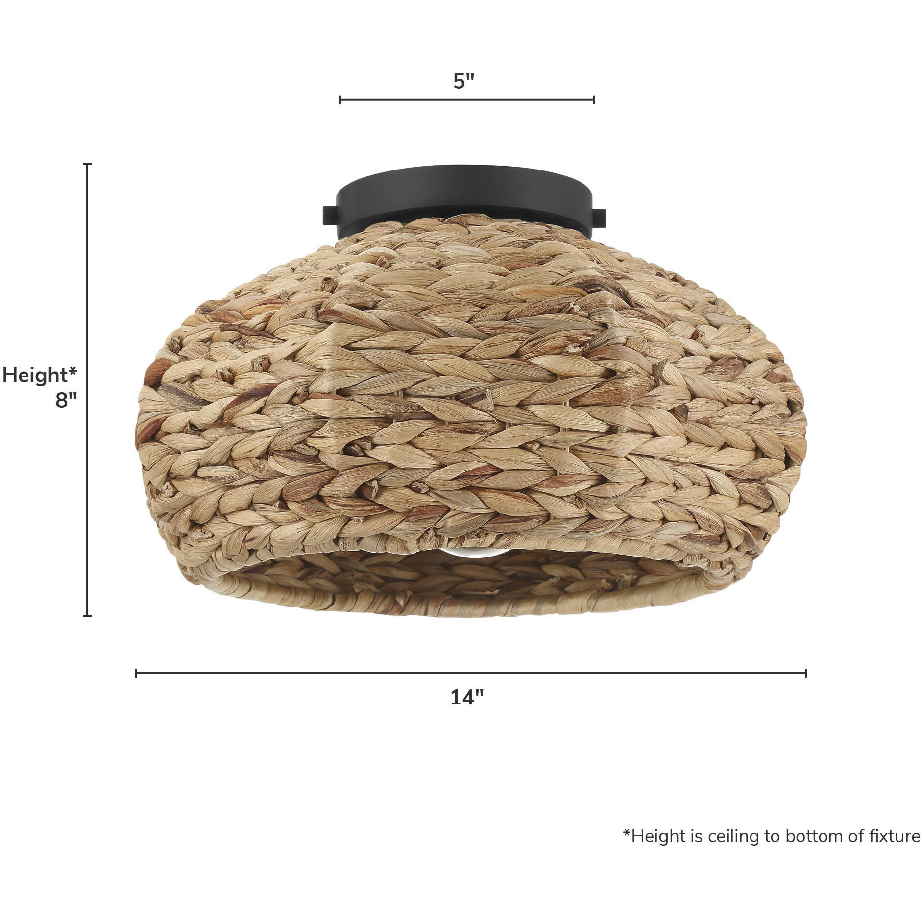 Cambria 1 Light 14 inch Matte Black Flush Mount Ceiling Light, Medium