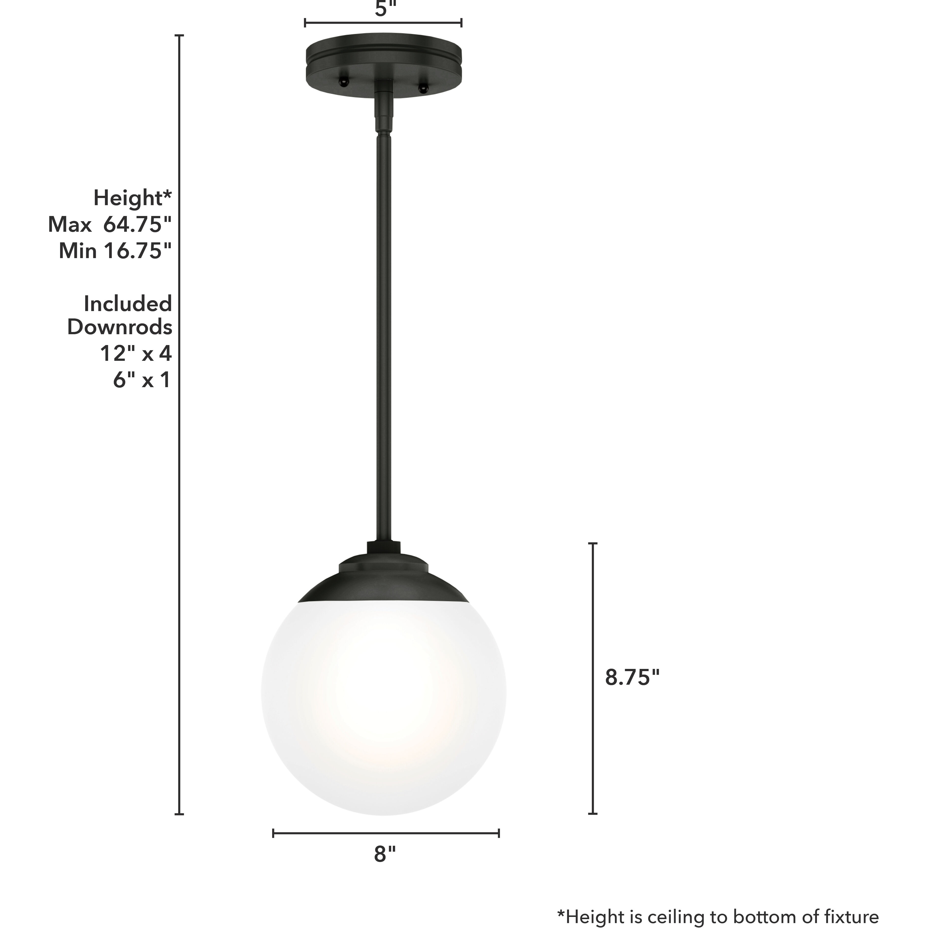 Hepburn 1 Light 8 inch Matte Black Mini Pendant Ceiling Light, Mini
