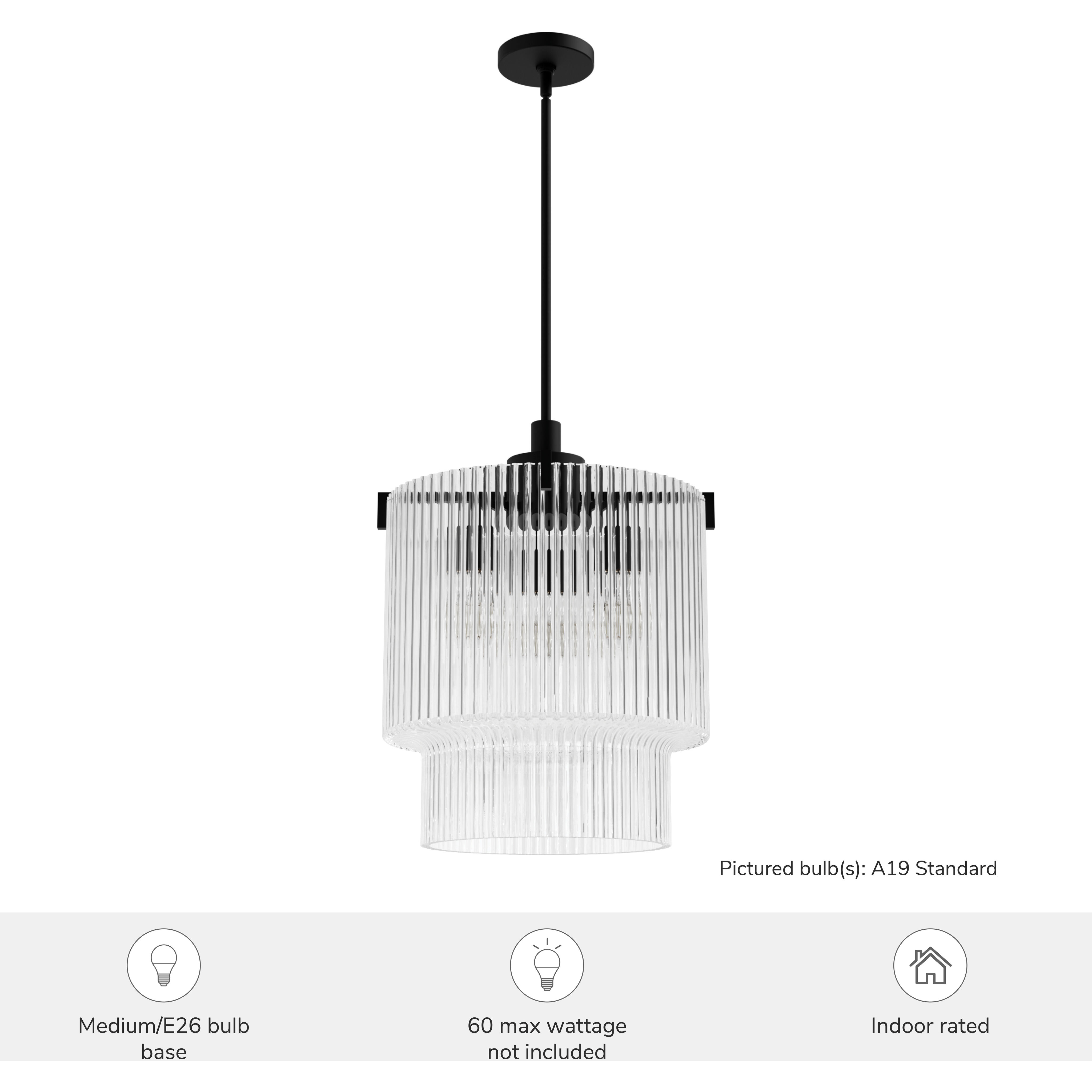 Ontario 3 Light 17.1 inch Matte Black Pendant Ceiling Light, Large