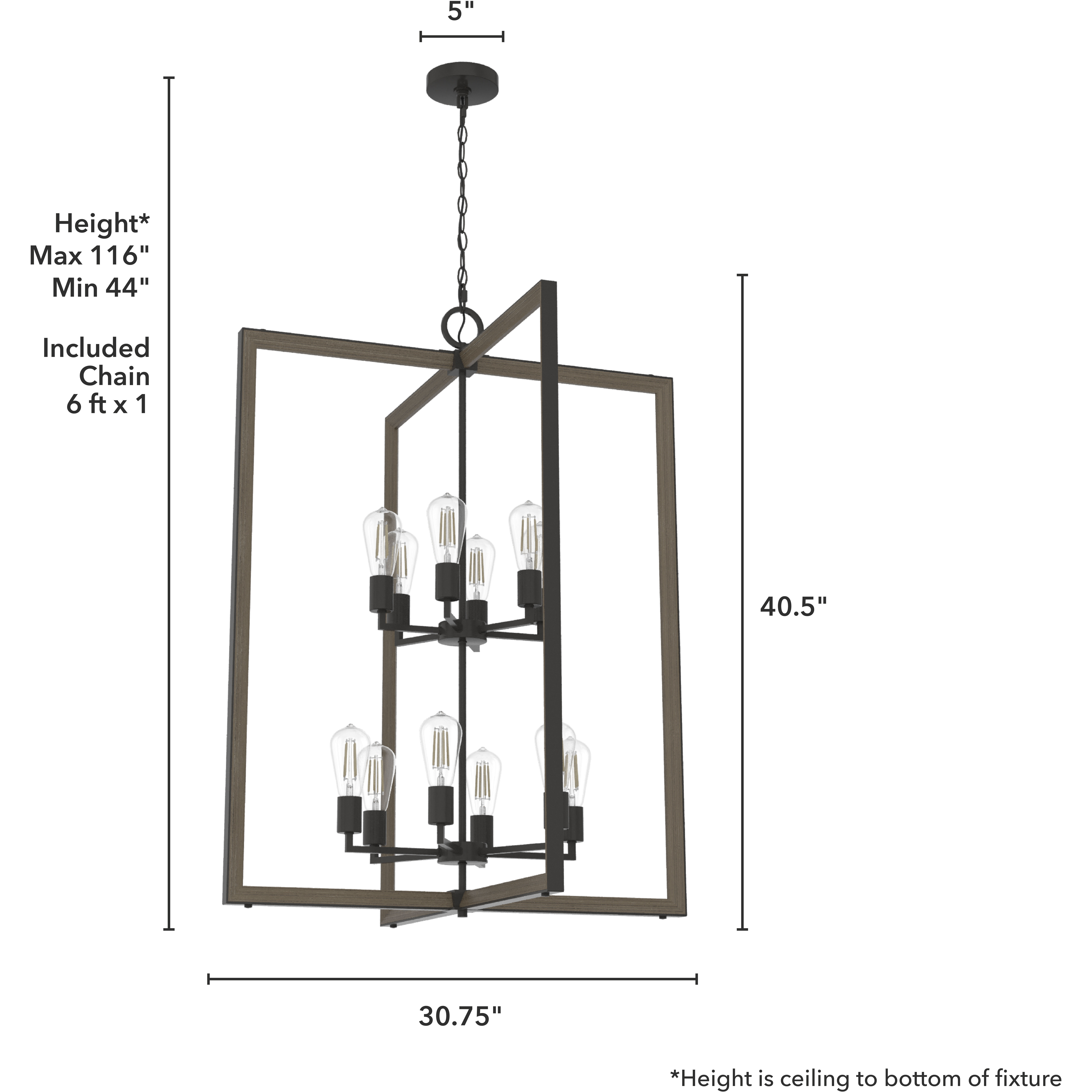 Woodburn 12 Light 30.75 inch Noble Bronze Pendant Ceiling Light
