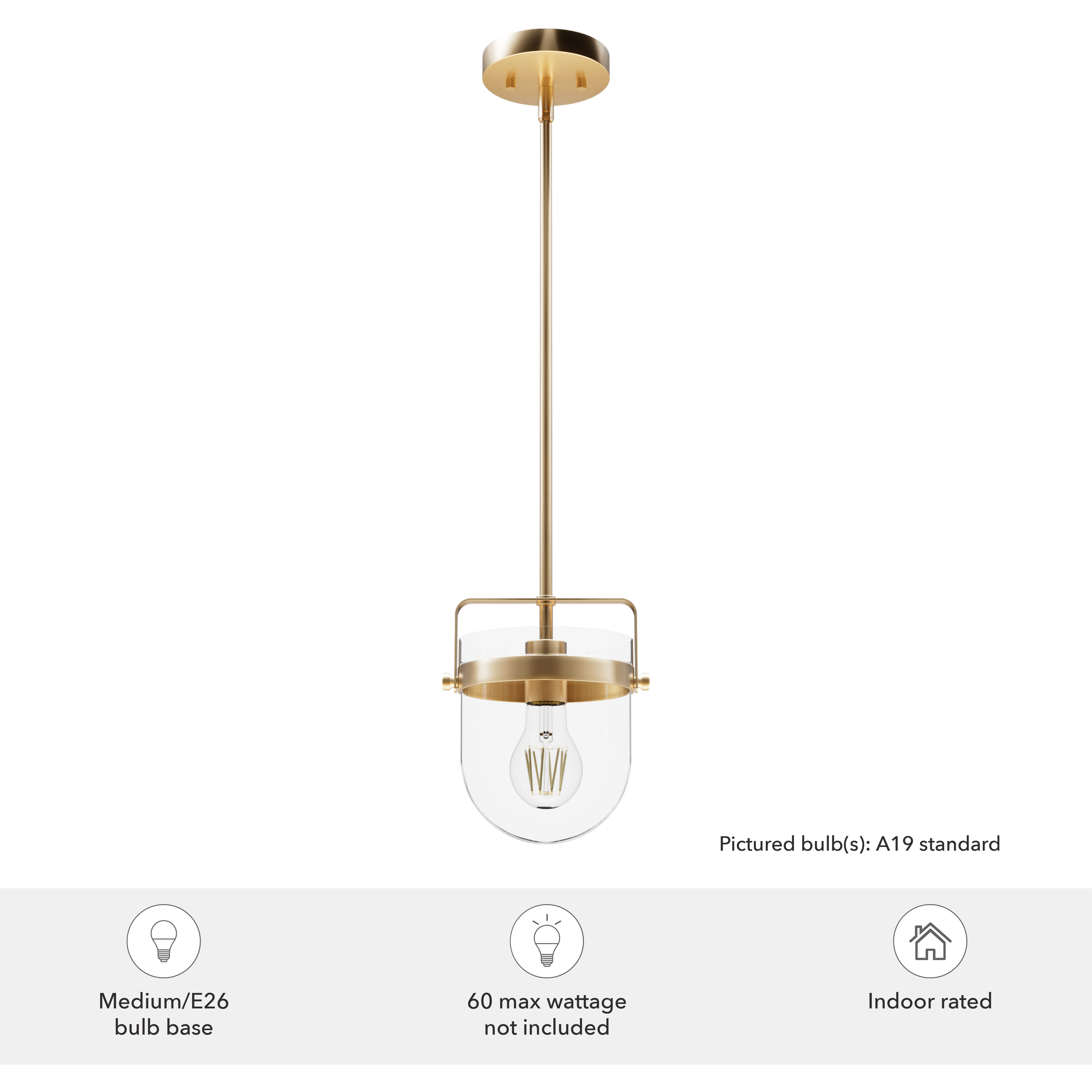 Karloff 1 Light 7.5 inch Alturas Gold Pendant Ceiling Light