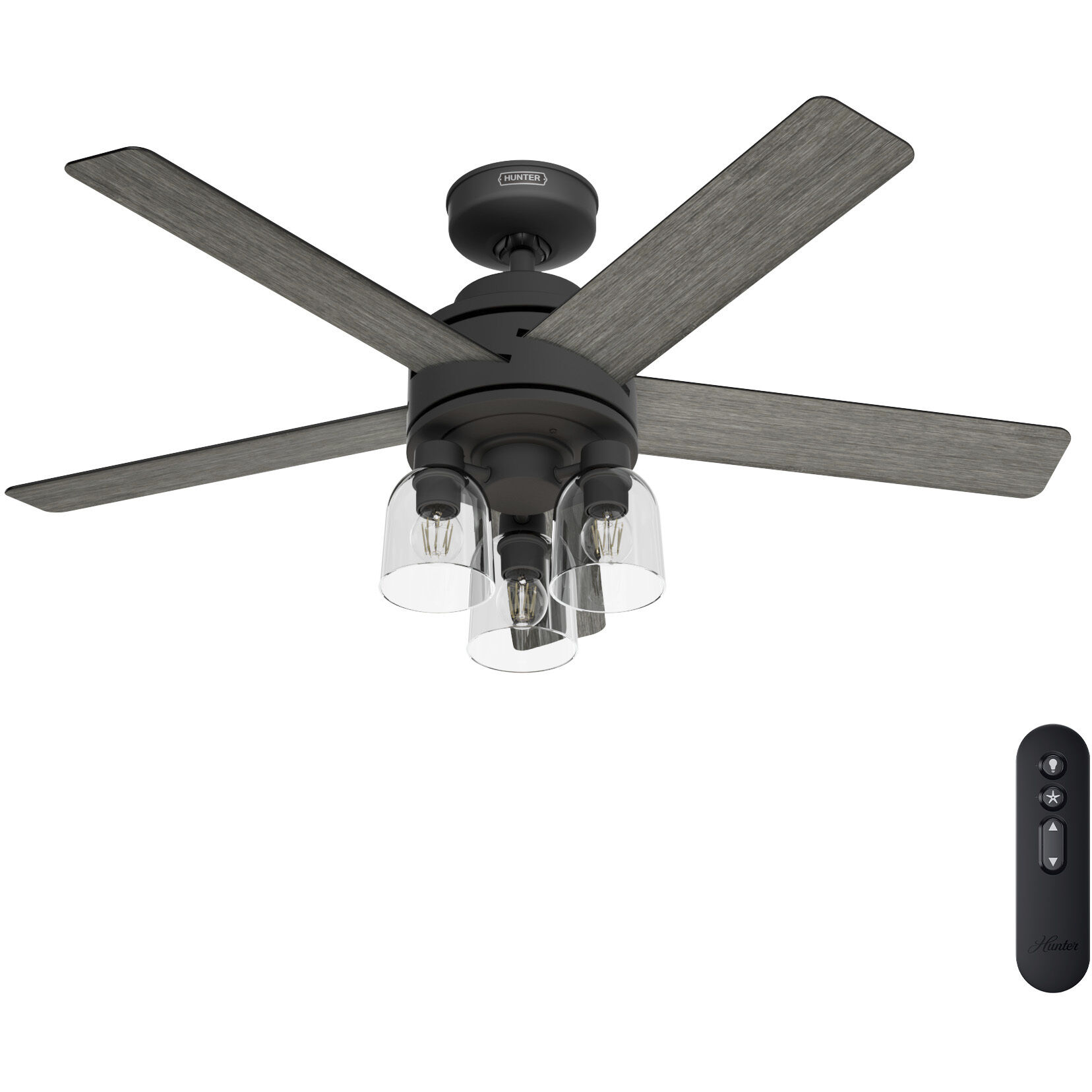 Lochemeade 52 inch Matte Black with Dark Gray Oak/Matte Black Blades Ceiling Fan