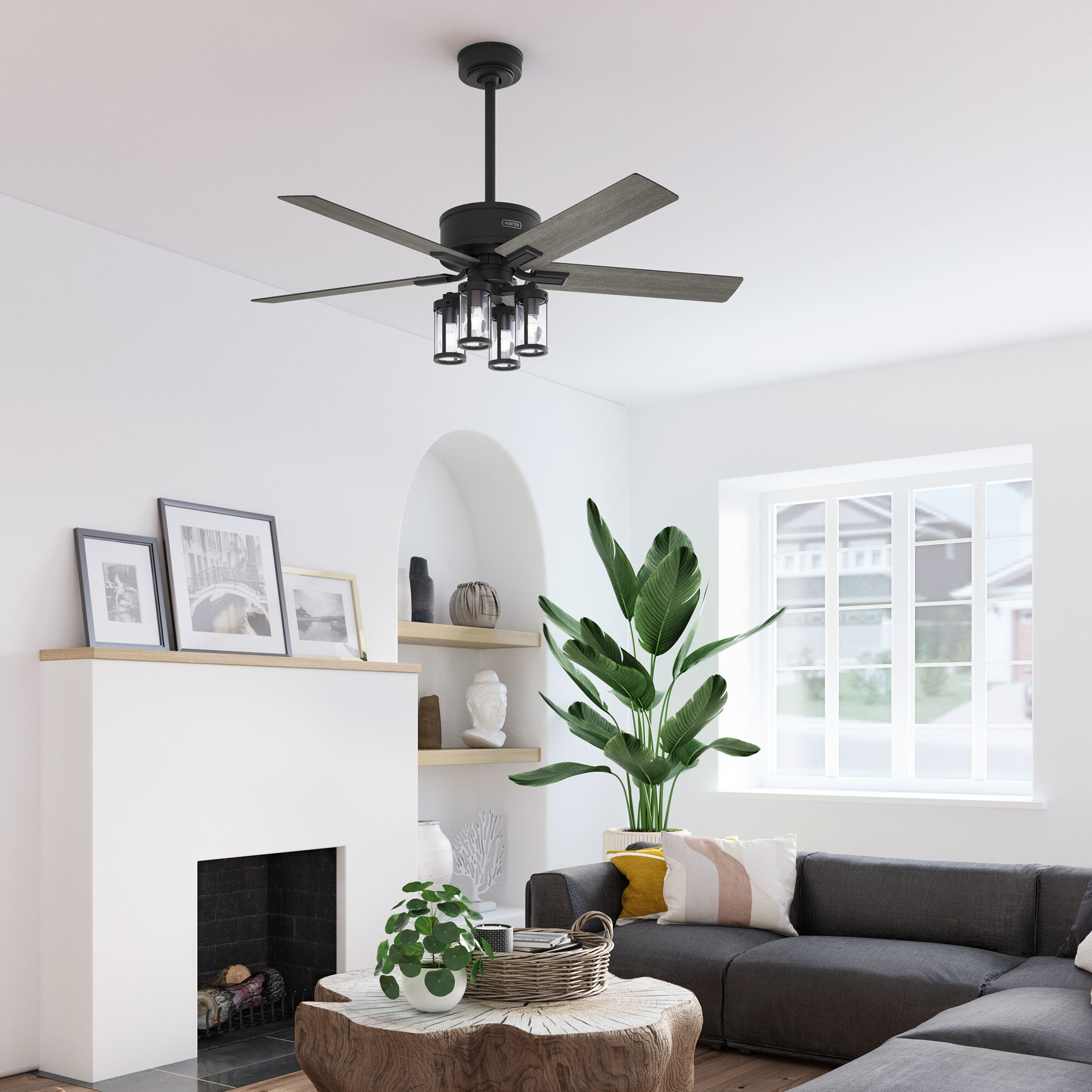 Astwood II 52 inch Matte Black with Dark Gray Oak and Matte Black Blades Ceiling Fan