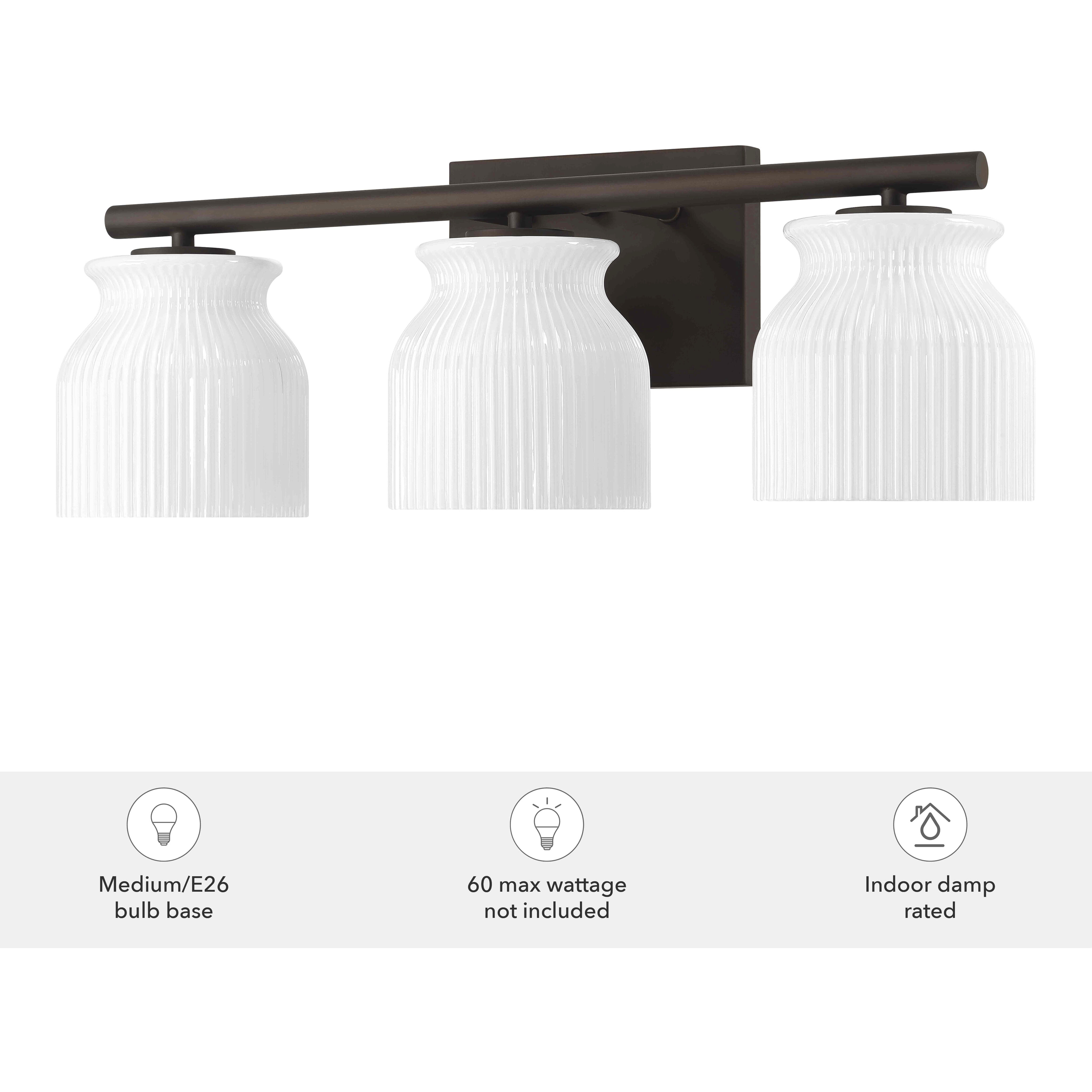 Harlowe 3 Light 22 inch Matte Bronze Bath Vanity Wall Light, Medium