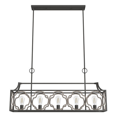 Stone Creek 5 Light 44 inch Noble Bronze and White Washed Oak Linear Chandelier Ceiling Light