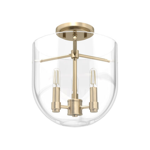 Sacha 3 Light 11 inch Alturas Gold Semi-Flush Mount Ceiling Light