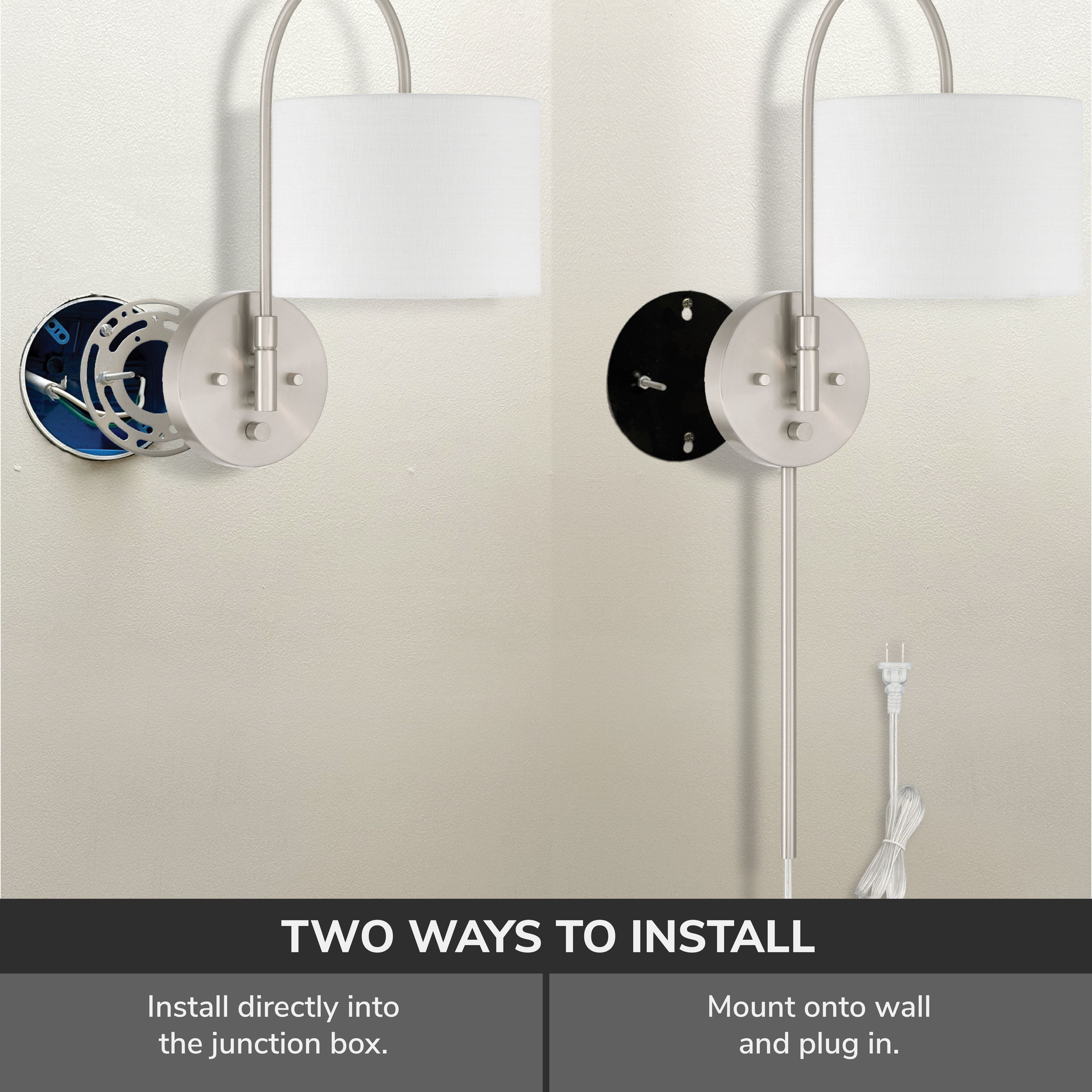 Horizon 1 Light 7.5 inch Brushed Nickel Pin Up Sconce Wall Light, Large