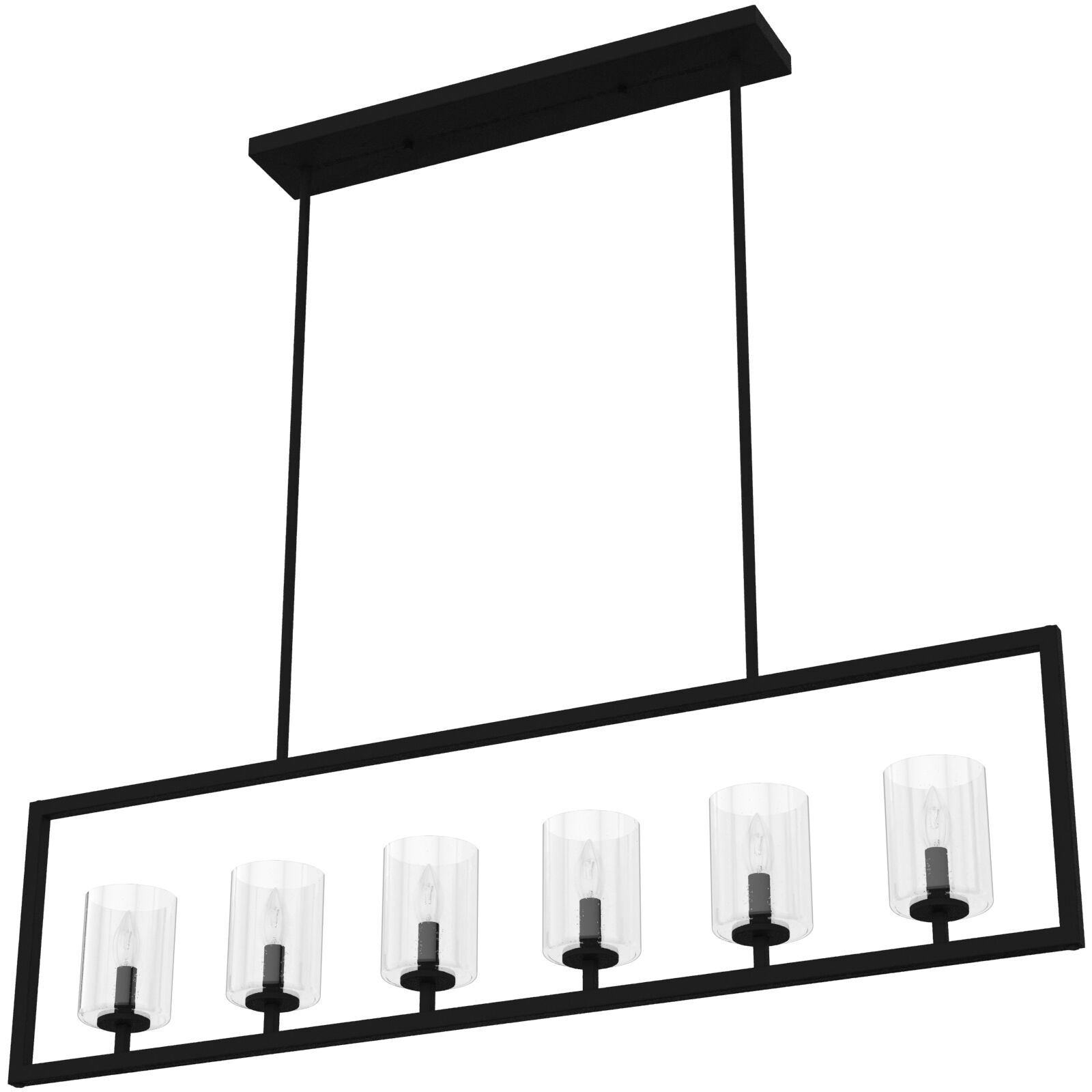 Kerrison 6 Light 48 inch Natural Black Iron Linear Chandelier Ceiling Light