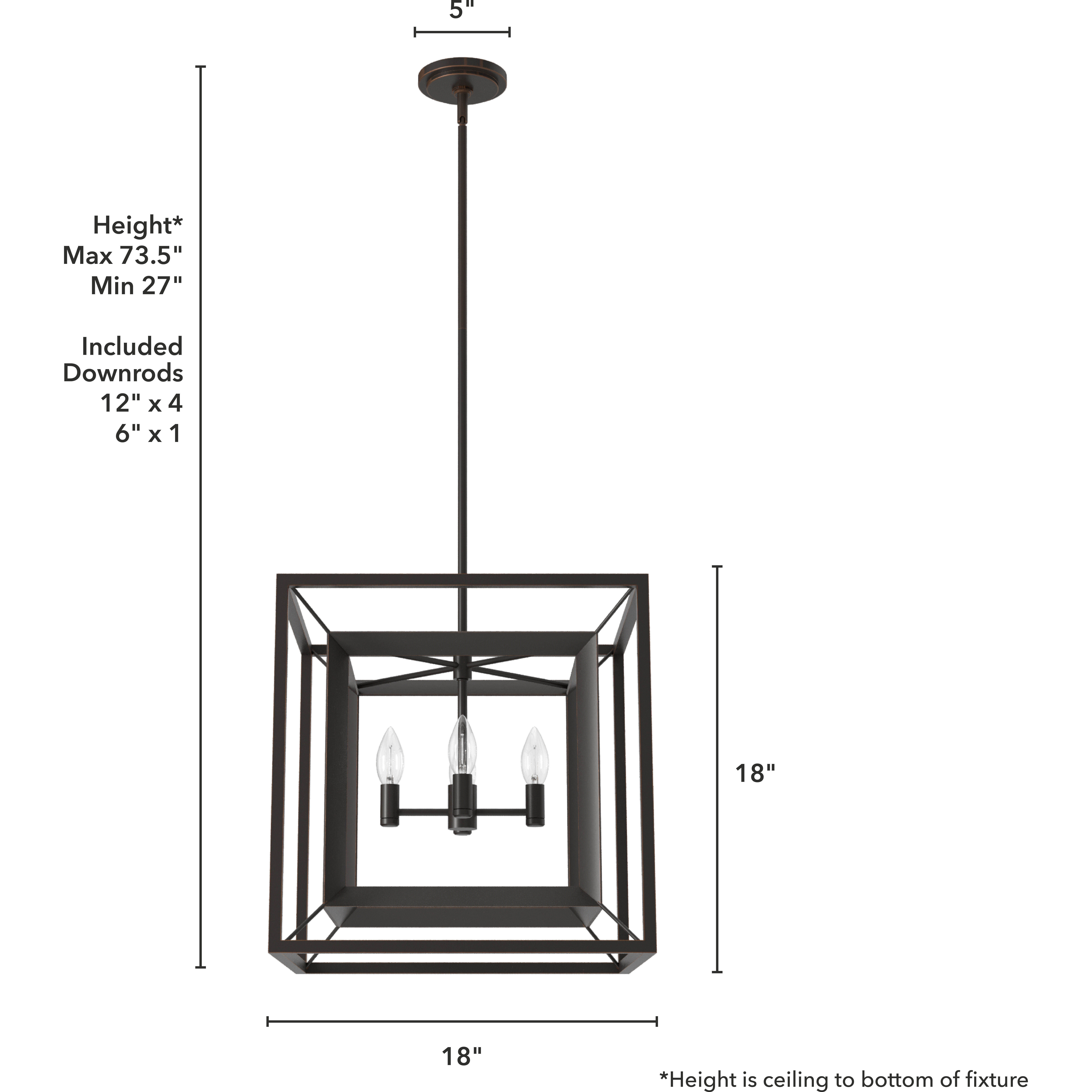 Doherty 4 Light 18 inch Onyx Bengal Chandelier Ceiling Light