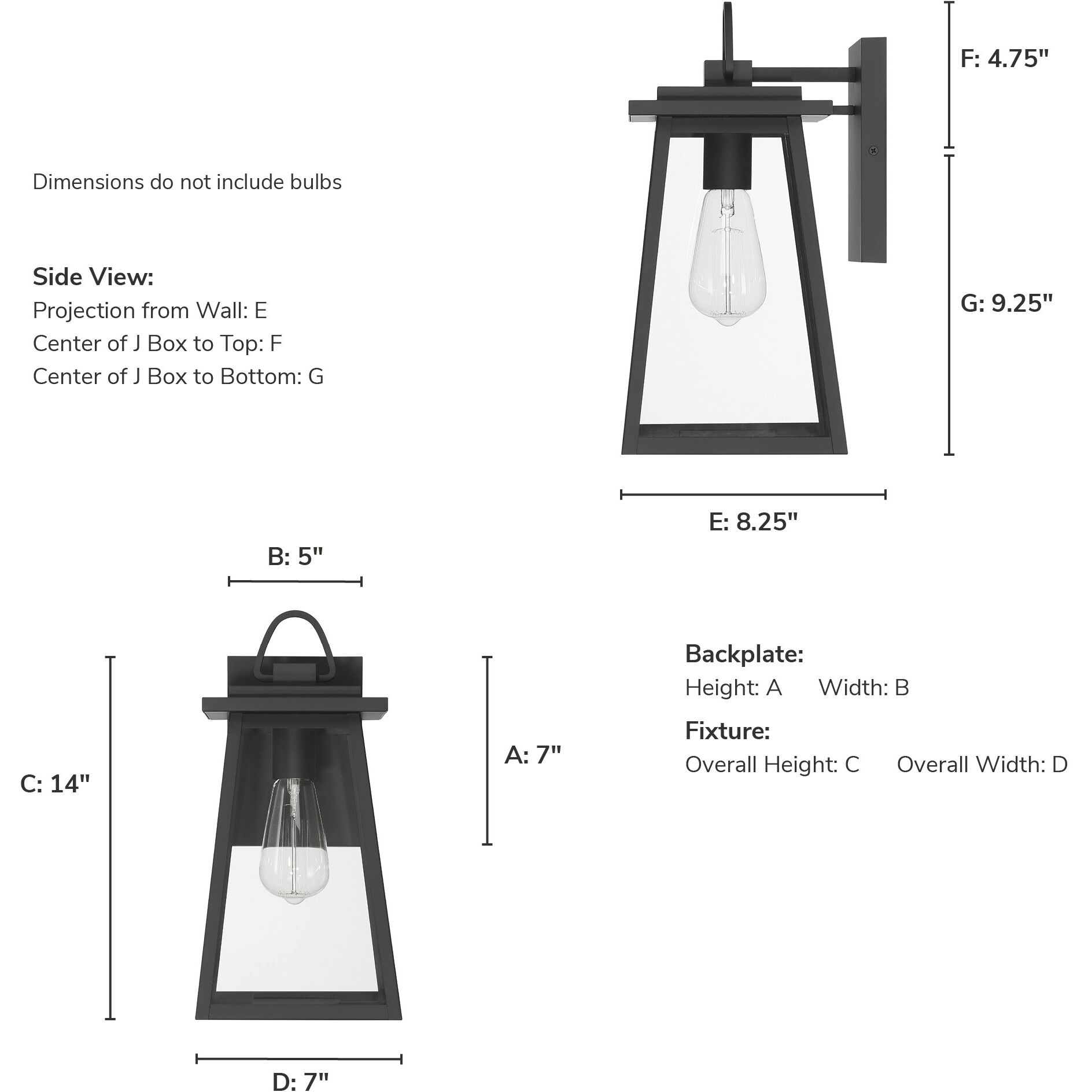 Ivory Dusk 1 Light 14 inch Matte Black Outdoor Wall Light, Medium