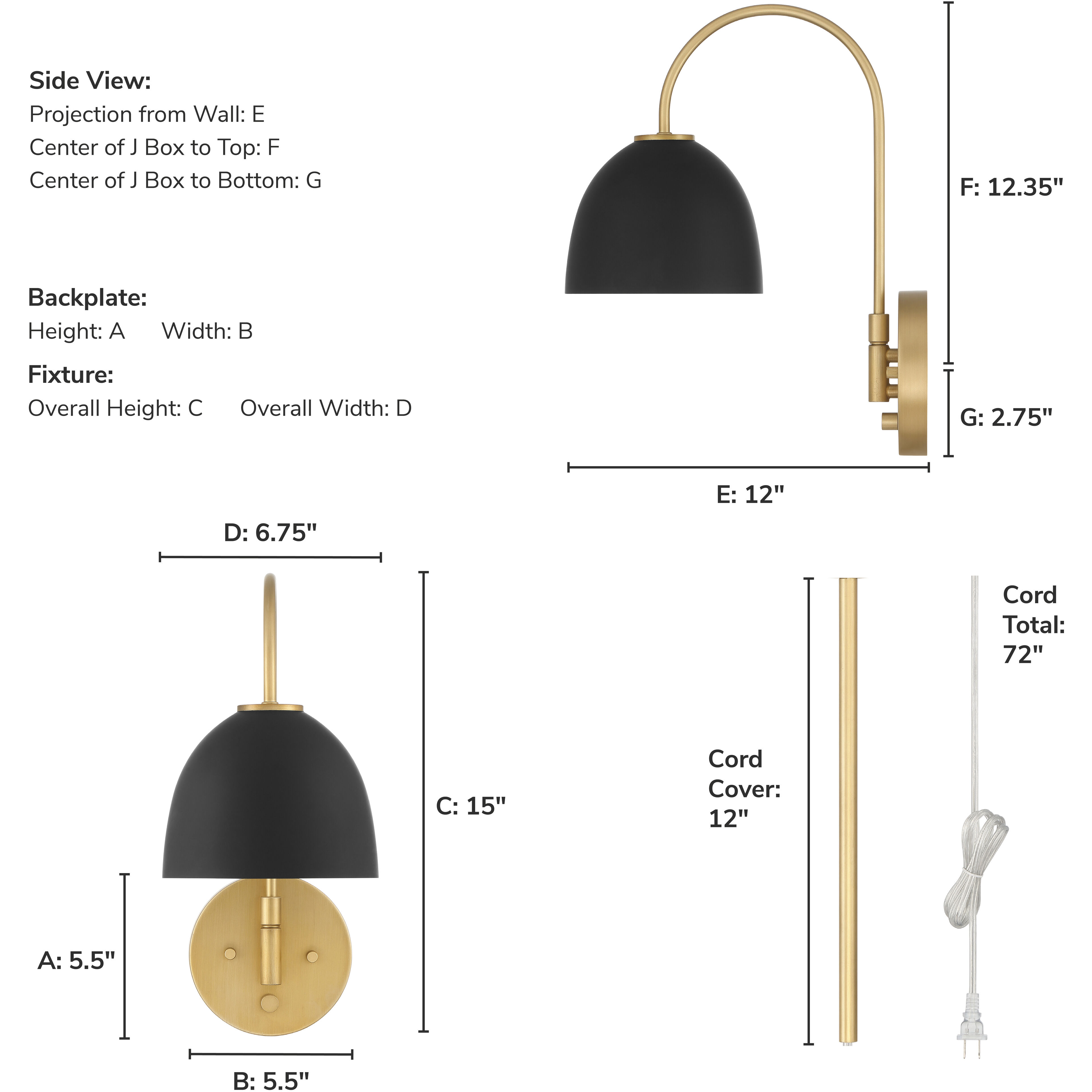 Erling 1 Light 6.75 inch Luxe Gold Pin Up Sconce Wall Light, Large