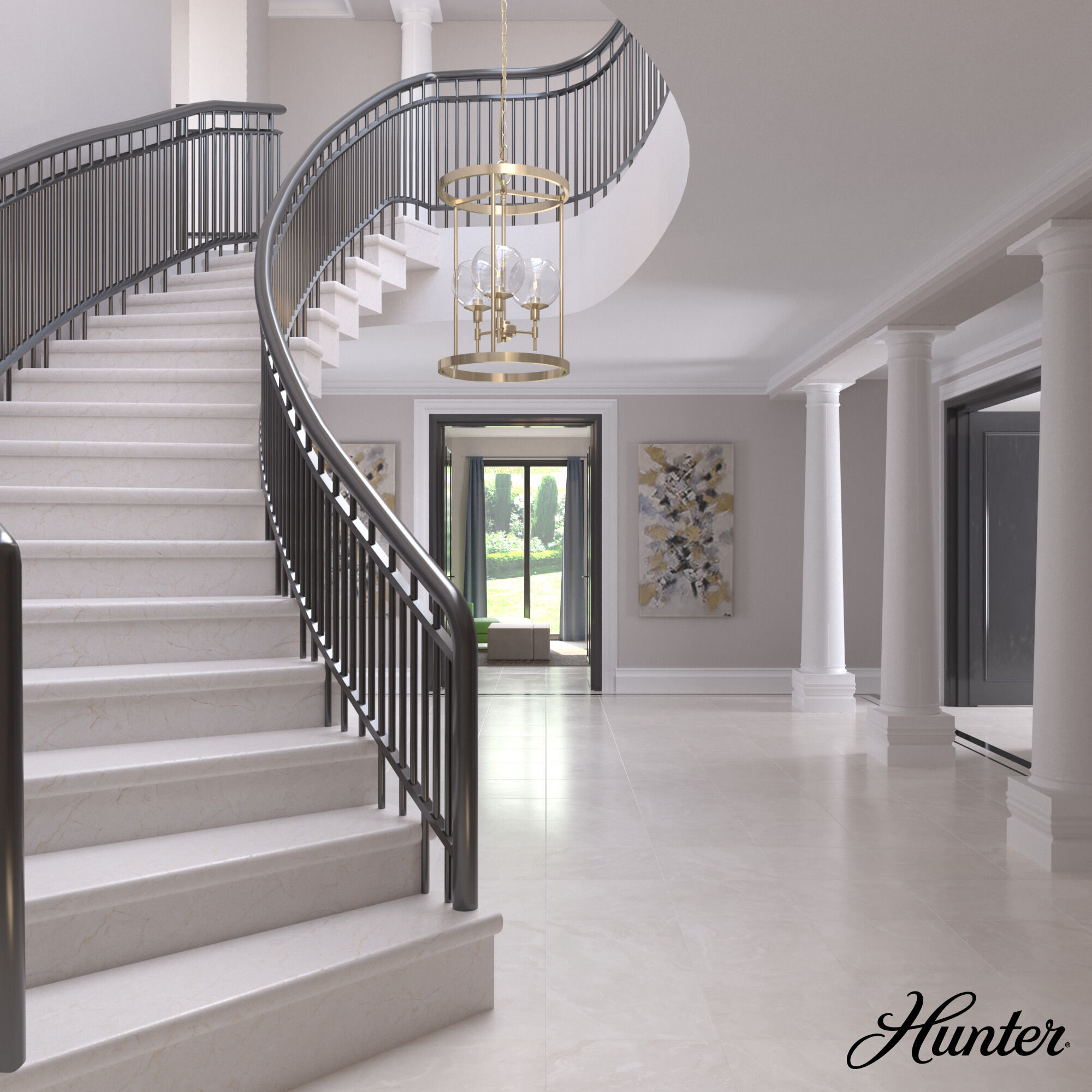 Xidane 3 Light 15 inch Alturas Gold Foyer Pendant Ceiling Light