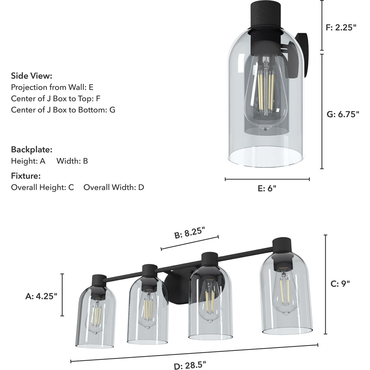 Lochemeade 4 Light 29 inch Natural Iron Vanity Light Wall Light