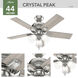 Crystal Peak 44 inch Brushed Nickel with Light Gray Oak/Dark Gray Oak Blades Ceiling Fan
