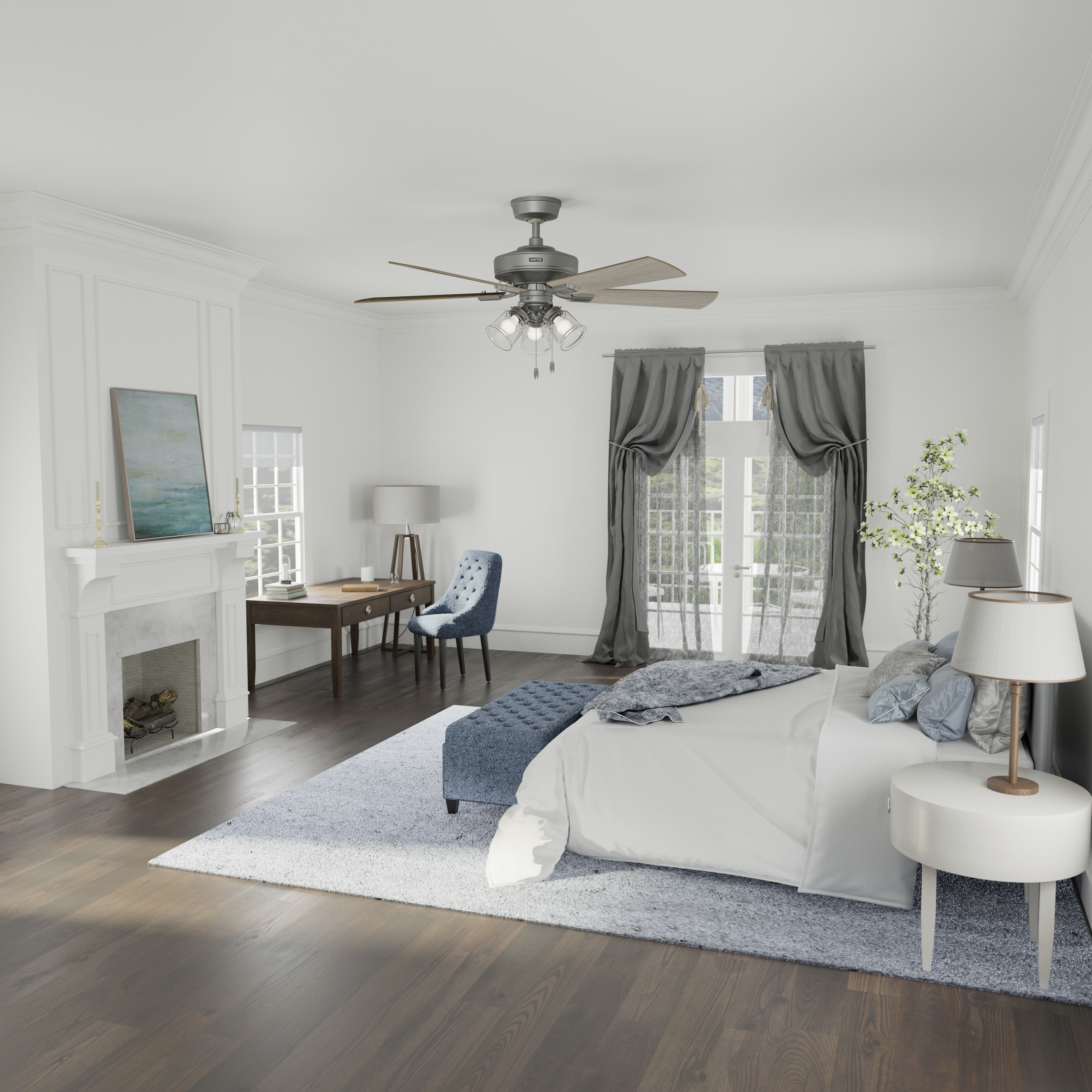 Crestfield 52 inch Matte Silver with Light Gray Oak/Warm Grey Oak Blades Ceiling Fan