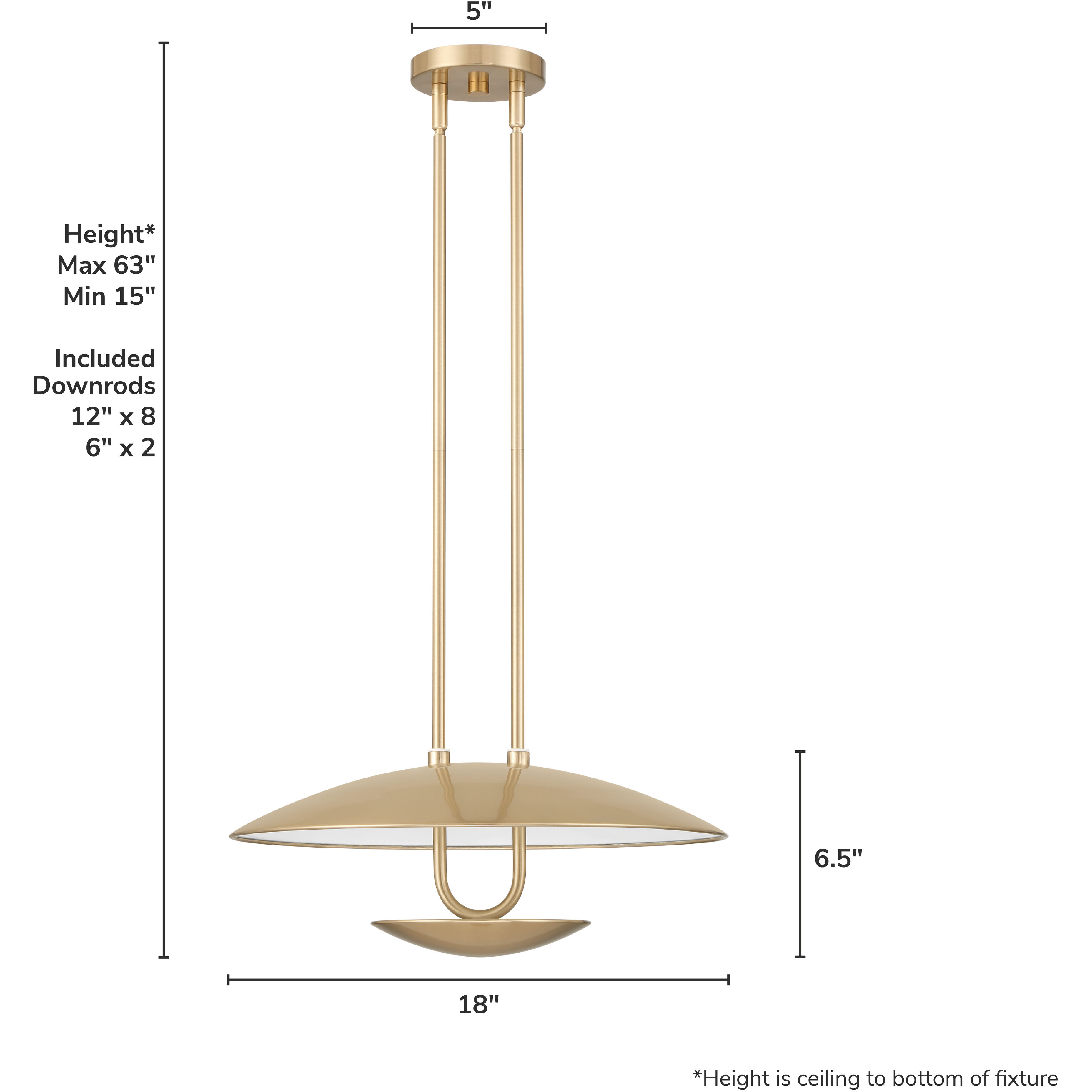 Sunset Ridge 18 inch Luxe Gold Pendant Ceiling Light, Large