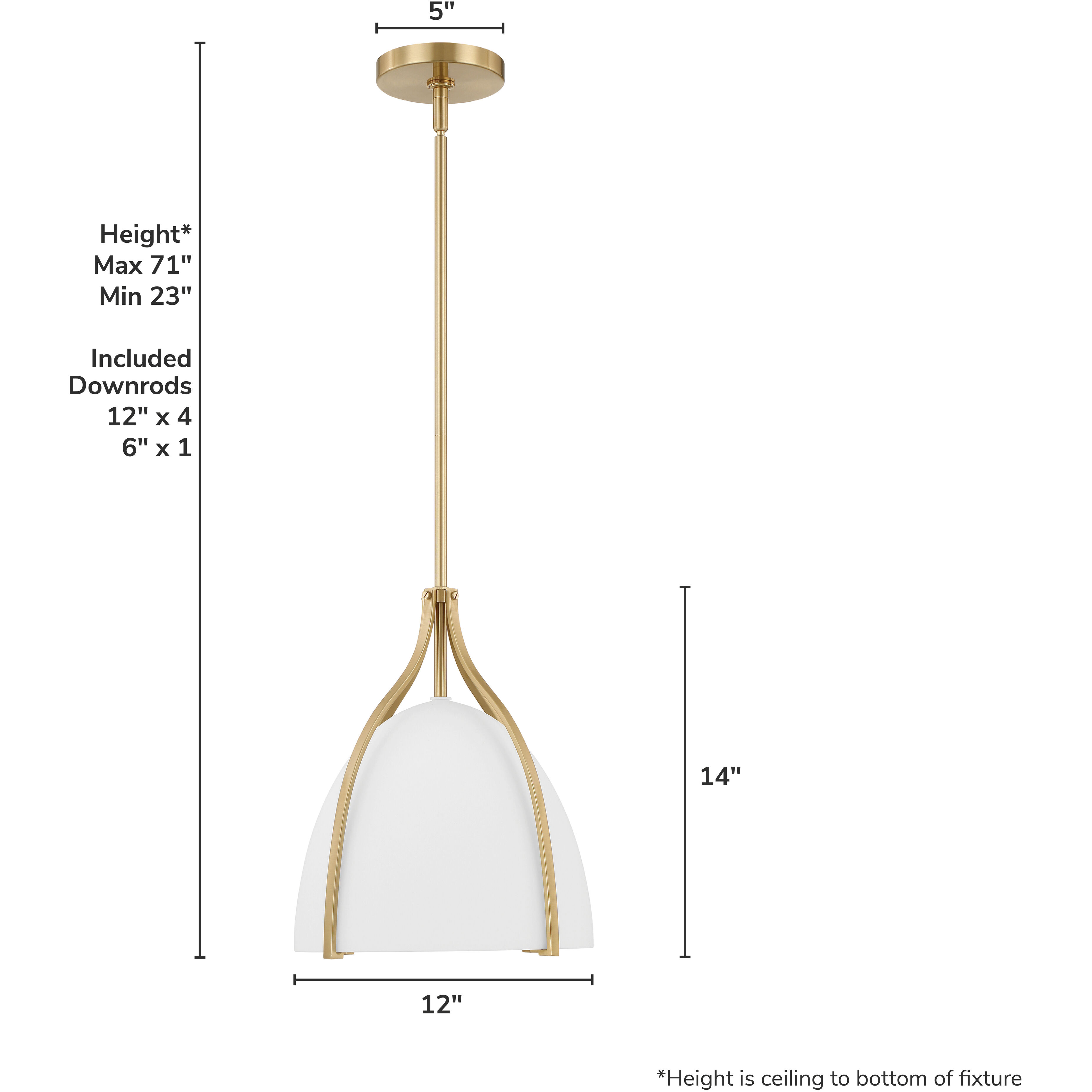 Arcelia 1 Light 12 inch Alturas Gold Pendant Ceiling Light, Medium